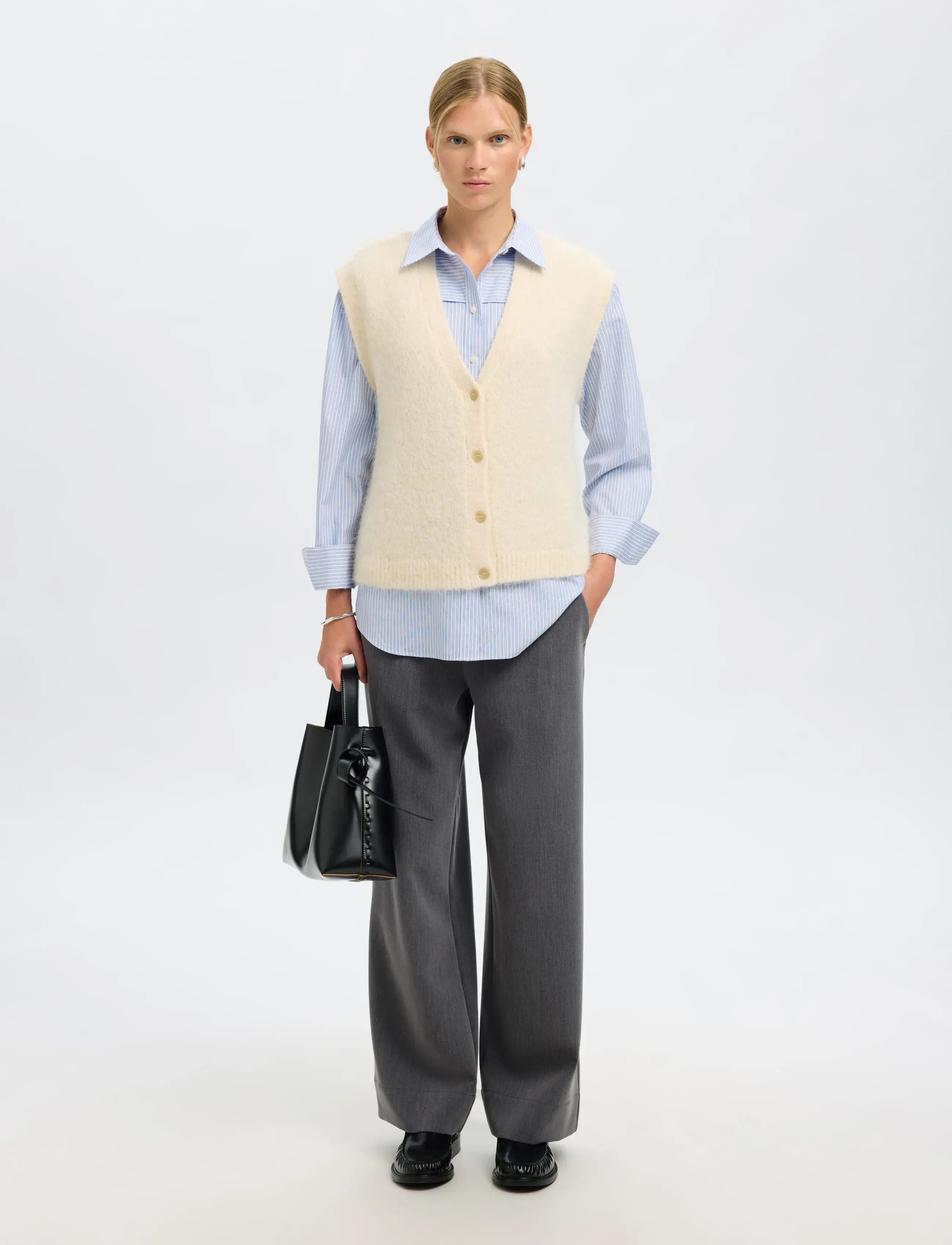 Selected - SLFALLISON OVERSIZE LS SHIRT B - langerma skyrtur - cashmere blue - 4