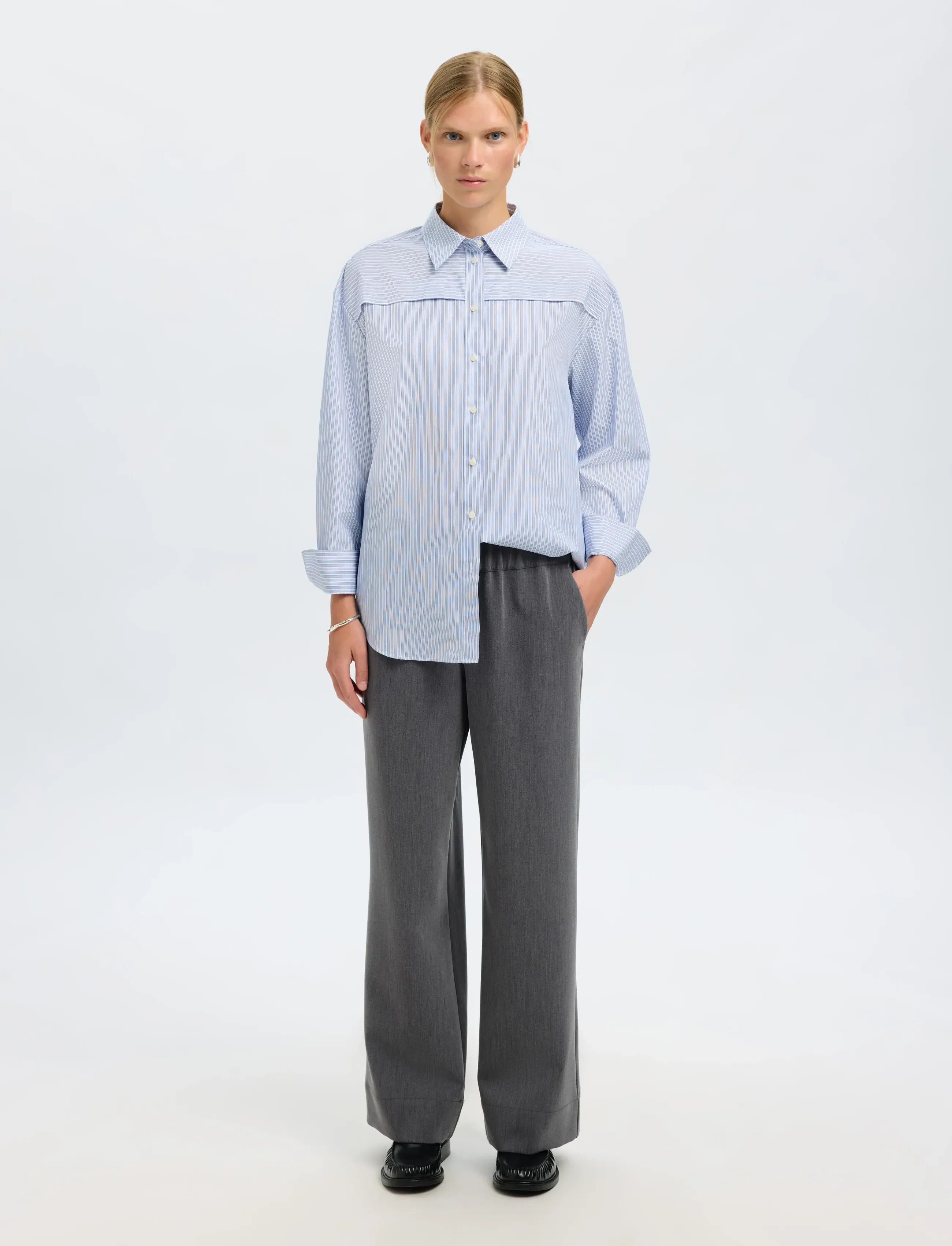 Selected - SLFALLISON OVERSIZE LS SHIRT B - langerma skyrtur - cashmere blue - 5