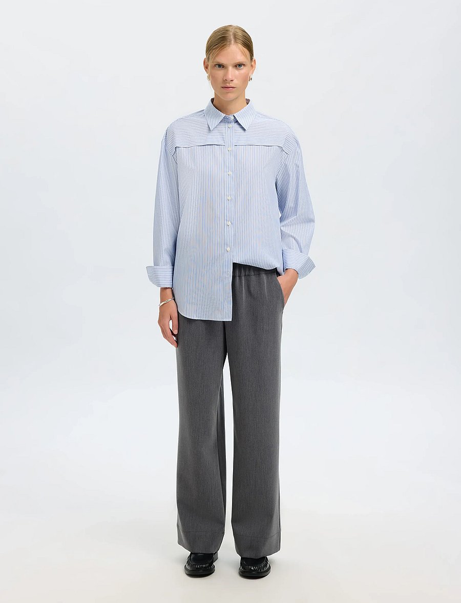 Selected - SLFALLISON OVERSIZE LS SHIRT B - langærmede skjorter - cashmere blue - 5