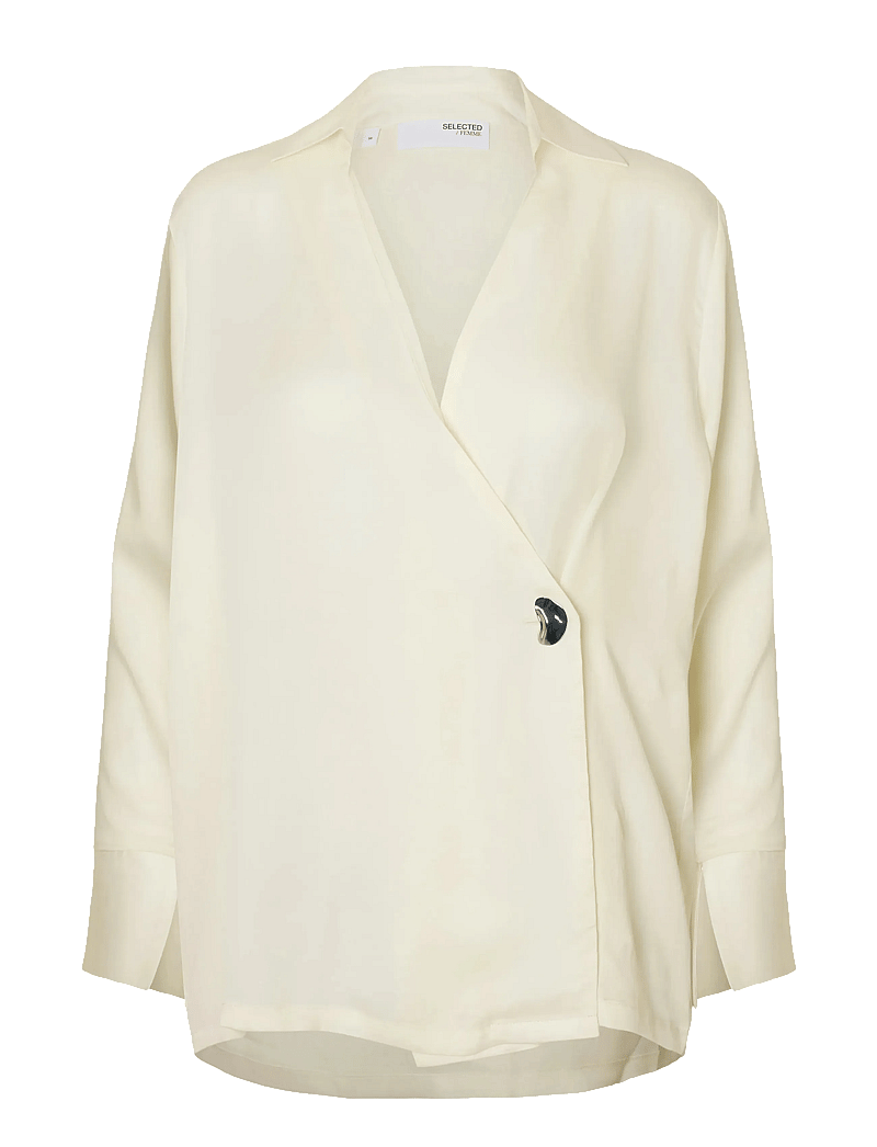 Selected - SLFJOLLY LS WRAP TOP B - langärmlige hemden - gardenia - 1