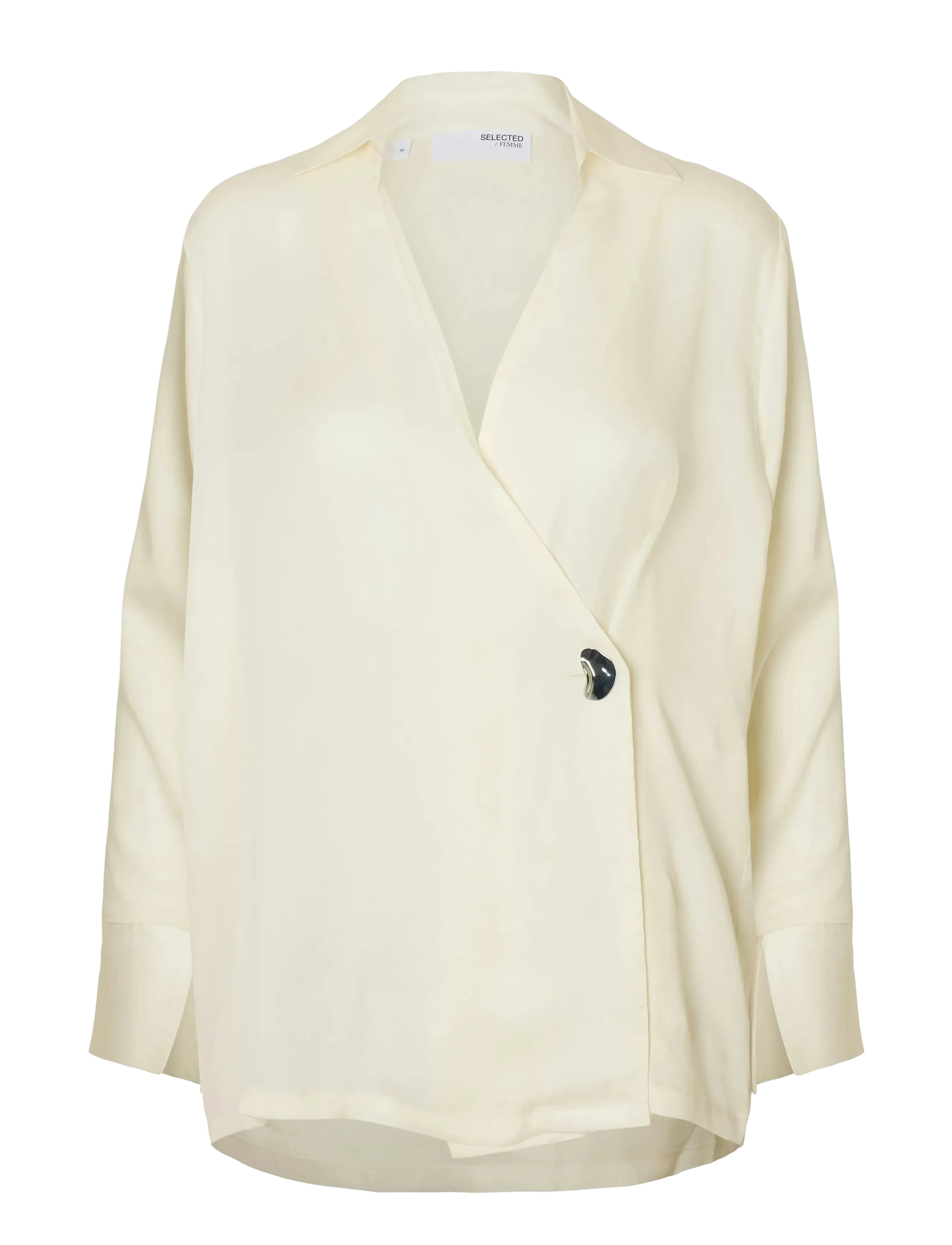 Selected SLFJOLLY LS WRAP TOP B - Langærmede bluser - GARDENIA / cream