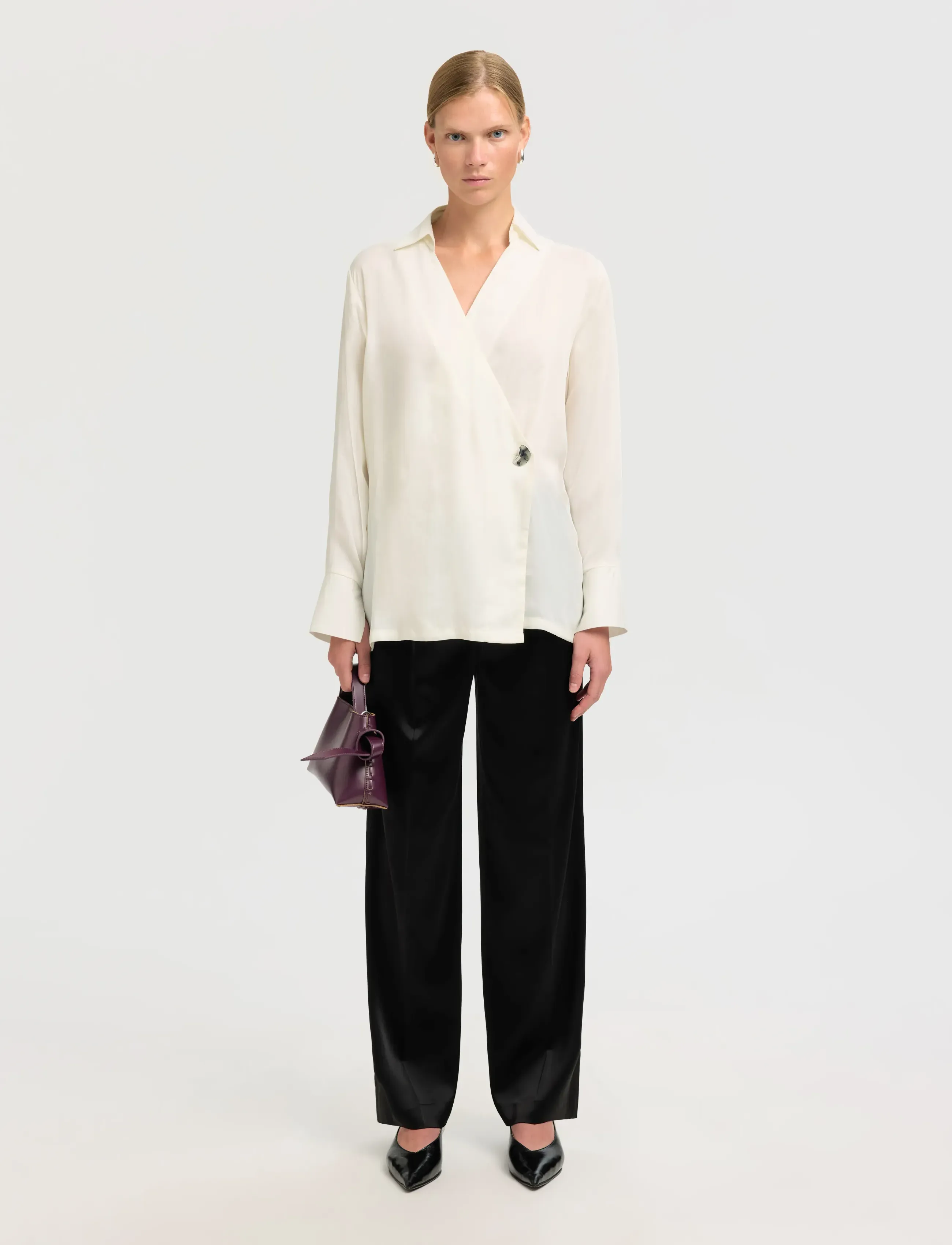 Selected - SLFJOLLY LS WRAP TOP B - langerma skyrtur - gardenia - 3