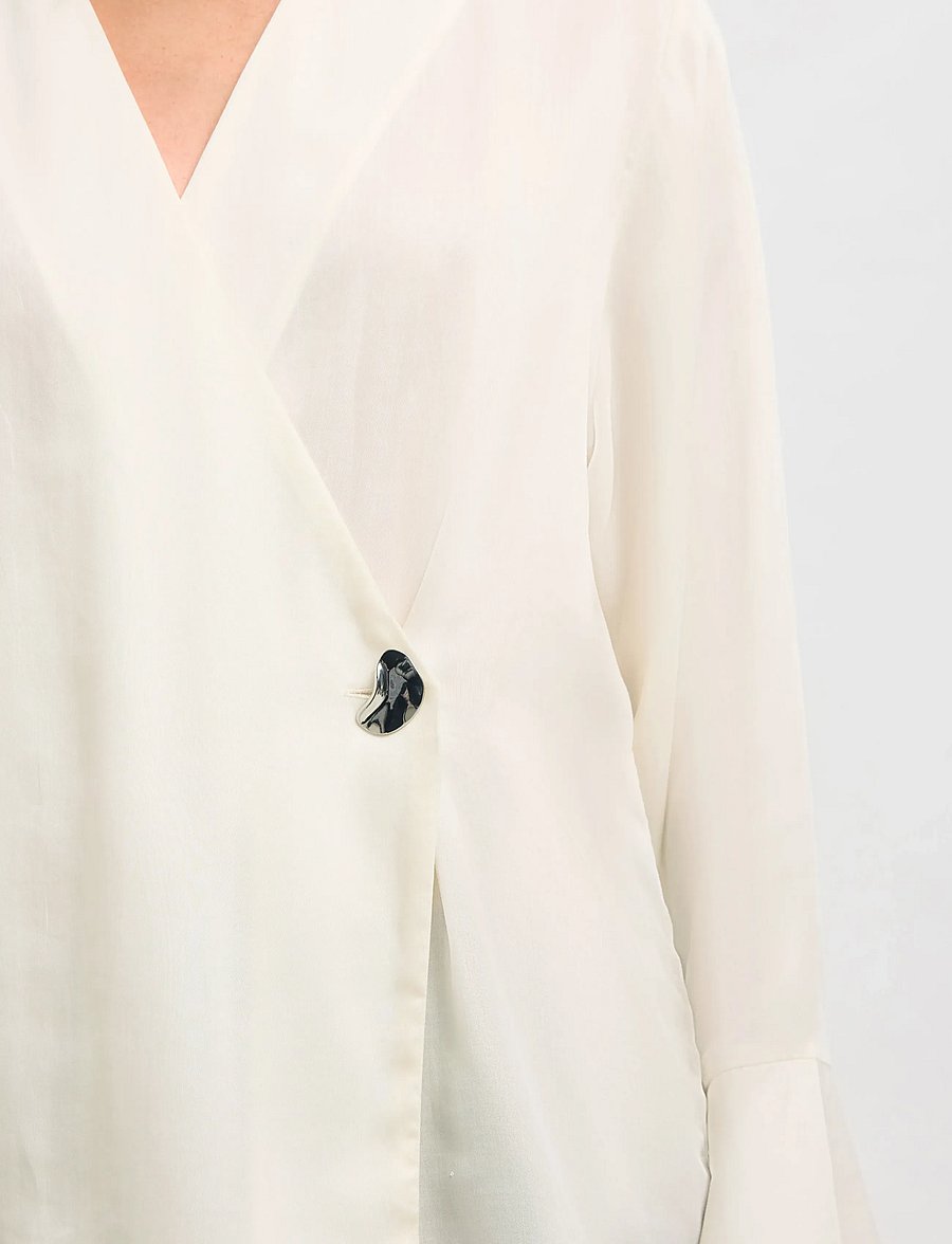 Selected - SLFJOLLY LS WRAP TOP B - langärmlige hemden - gardenia - 5