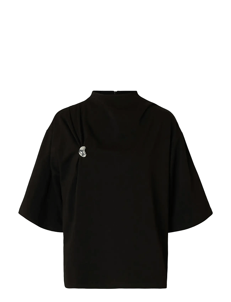 Selected - SLFRIA 2/4 SS TOP - t-shirts - black - 1