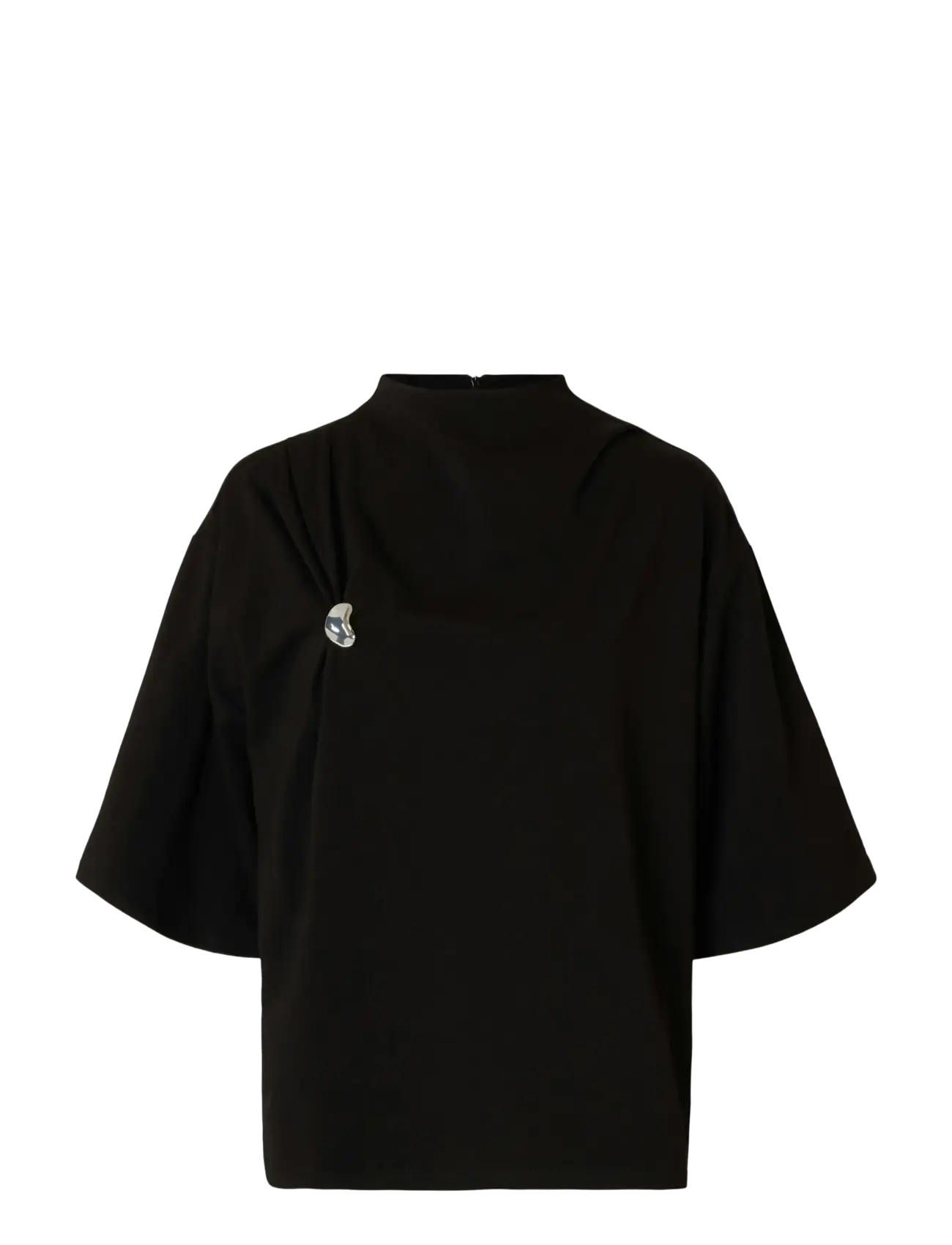 Selected SLFRIA 2/4 SS TOP - Tøj - BLACK / black