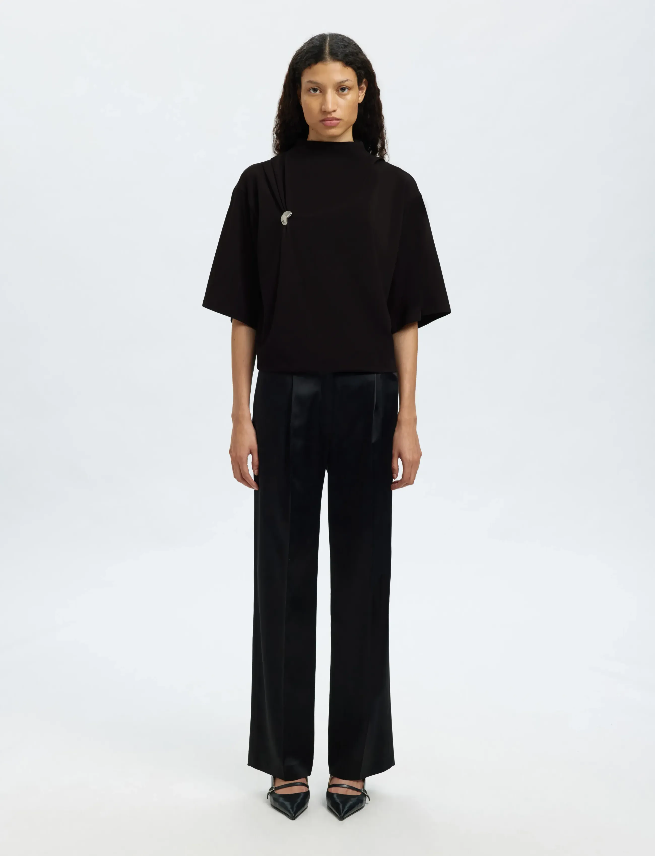 Selected - SLFRIA 2/4 SS TOP - t-shirts - black - 3