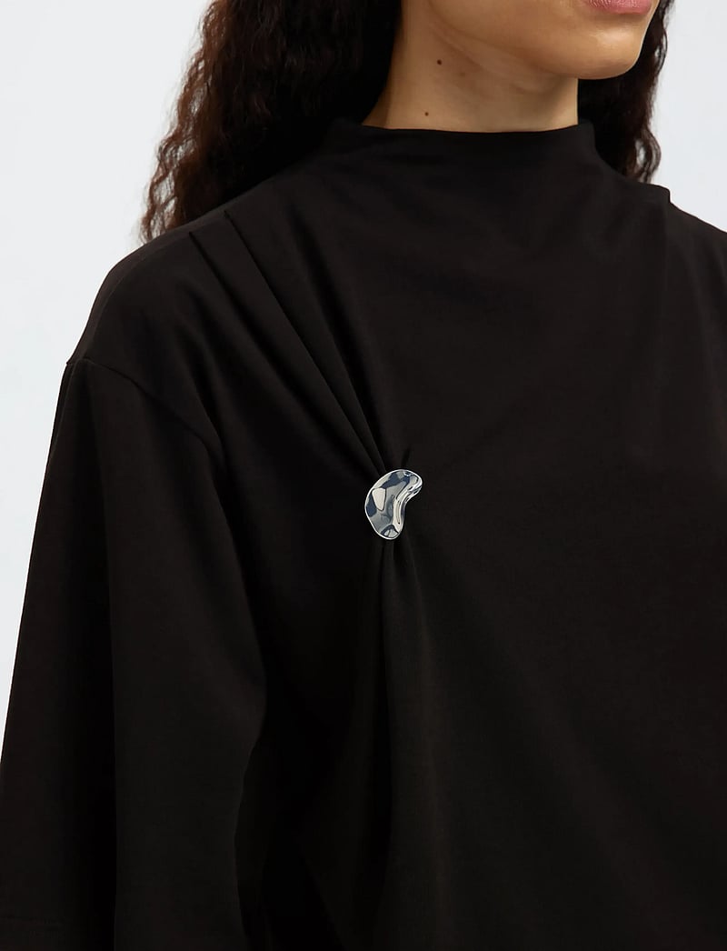 Selected - SLFRIA 2/4 SS TOP - t-shirts - black - 4