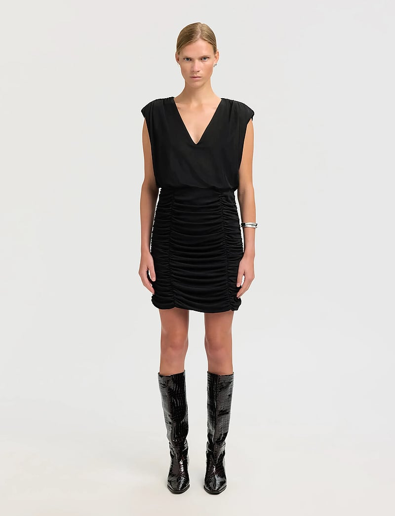 Selected - SLFSLIM MIRA REVERSIBLE SL SHORT DRESS - festkjoler - black - 0