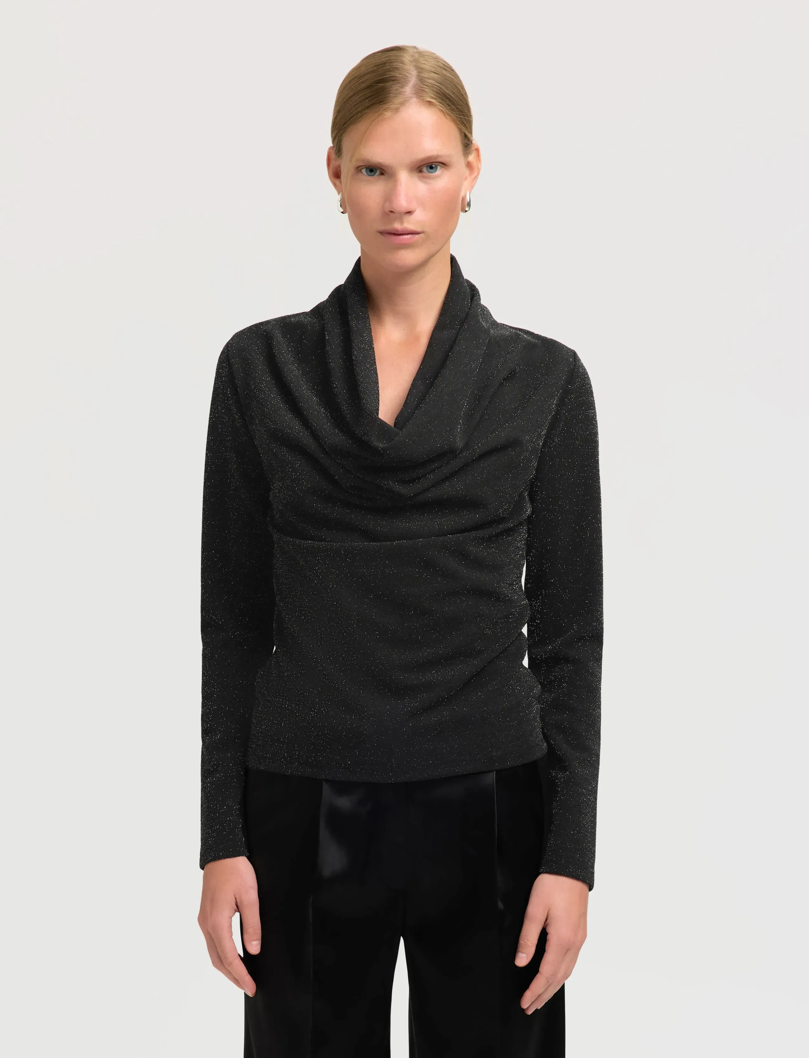 Selected SLFSANDRA LS COWL NECK TOP - Blusen - BLACK / black