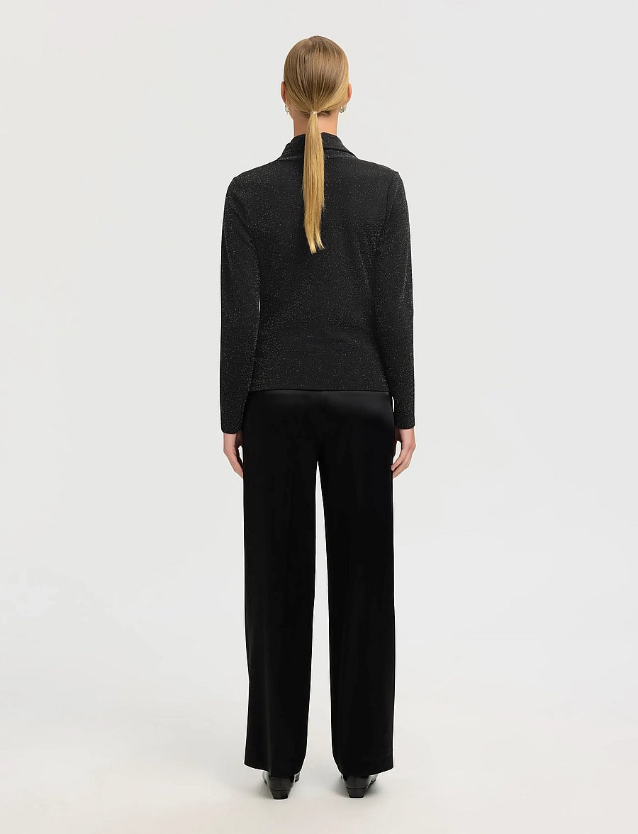 Selected - SLFSANDRA LS COWL NECK TOP - långärmade blusar - black - 2