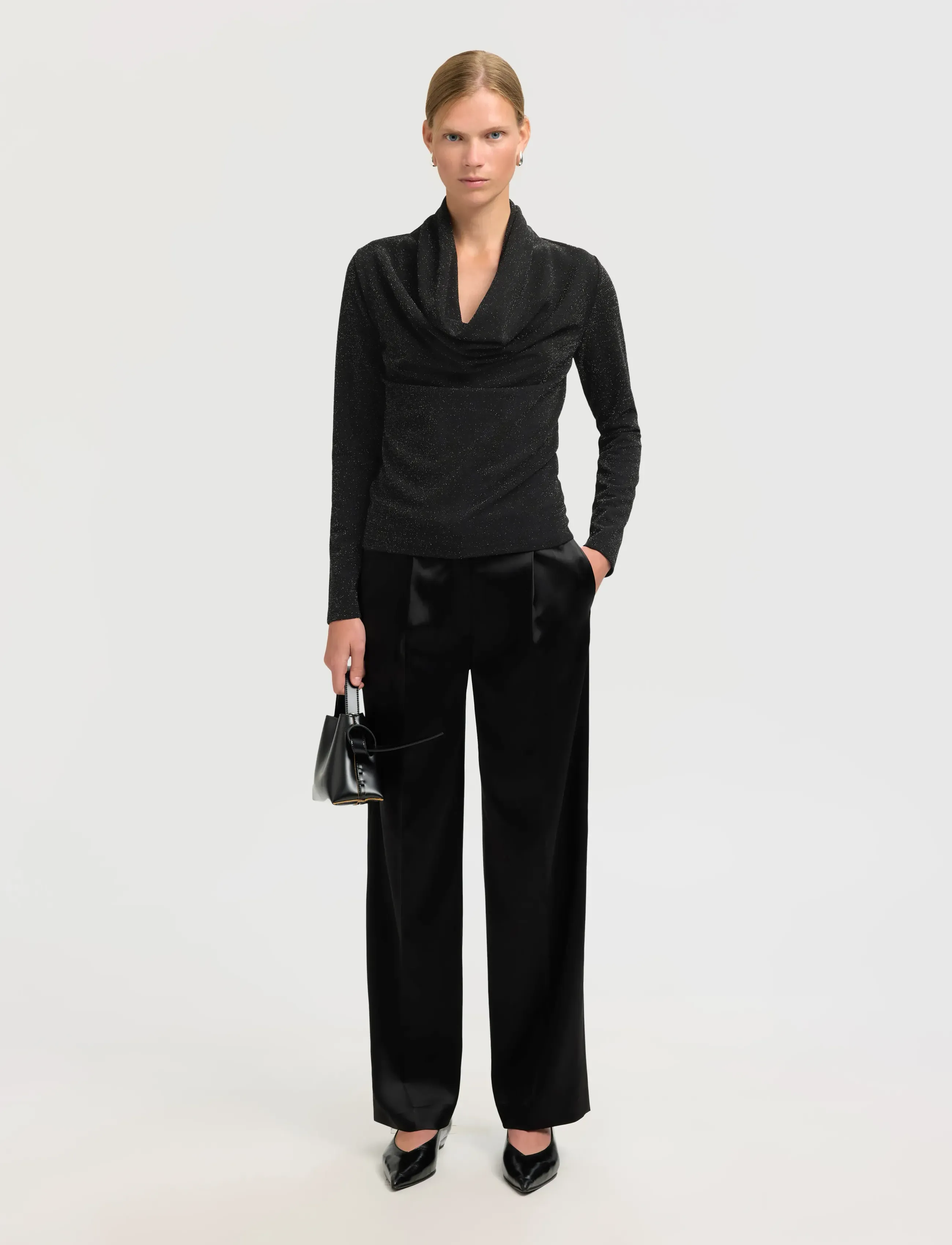 Selected - SLFSANDRA LS COWL NECK TOP - blouses à manches longues - black - 3