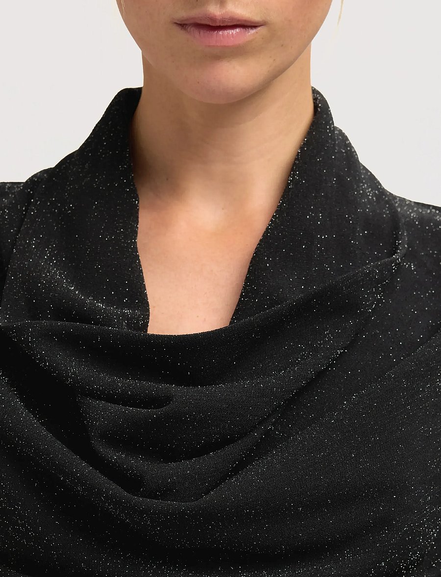 Selected - SLFSANDRA LS COWL NECK TOP - långärmade blusar - black - 5