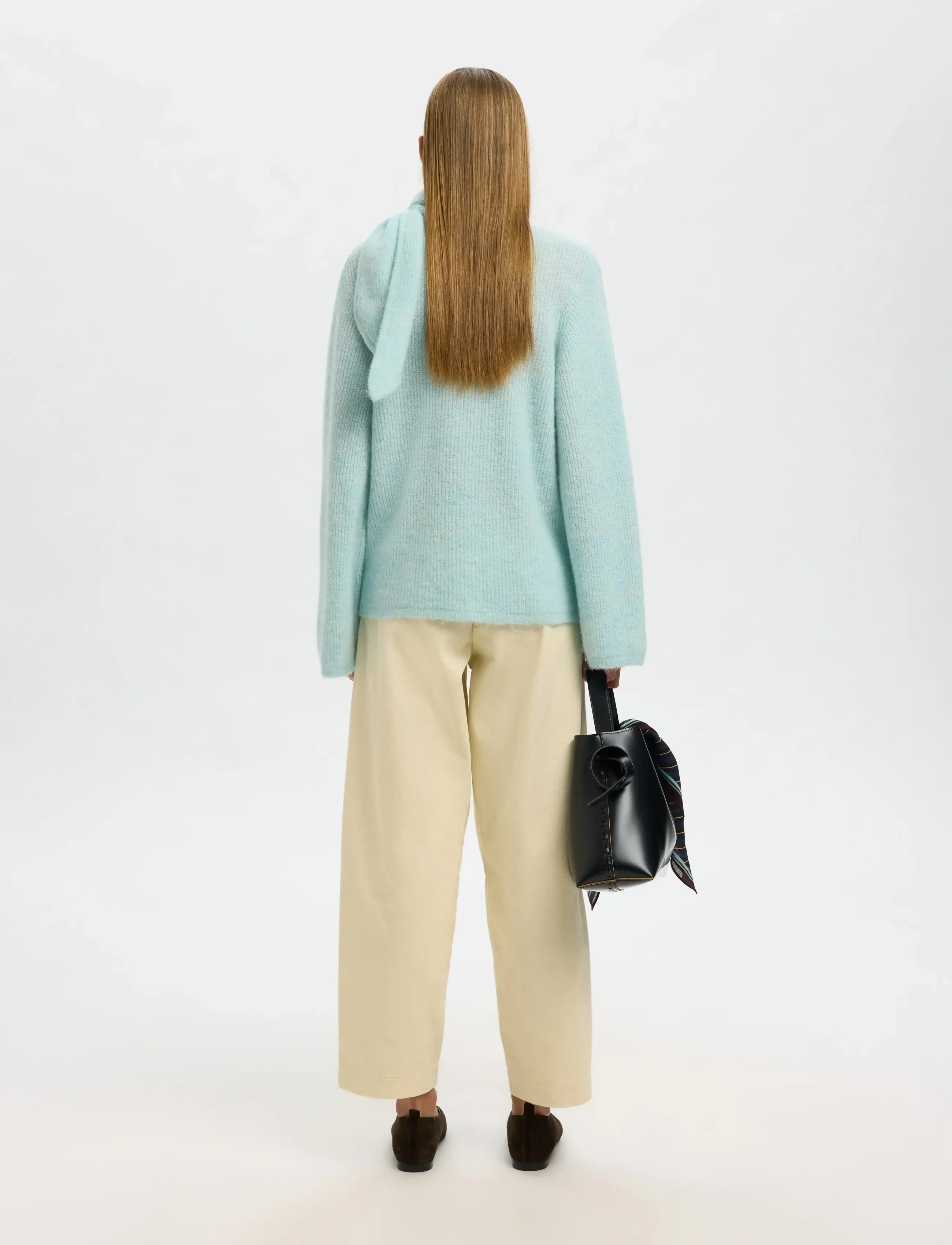 Selected - SLFLULU LS BOW KNIT - striktrøjer - blue glow - 2