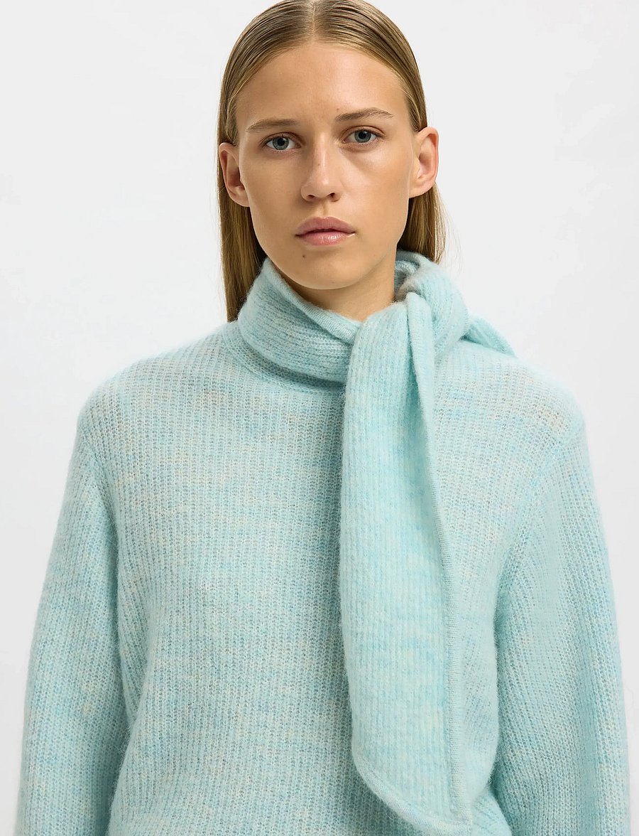 Selected - SLFLULU LS BOW KNIT - pullover - blue glow - 4