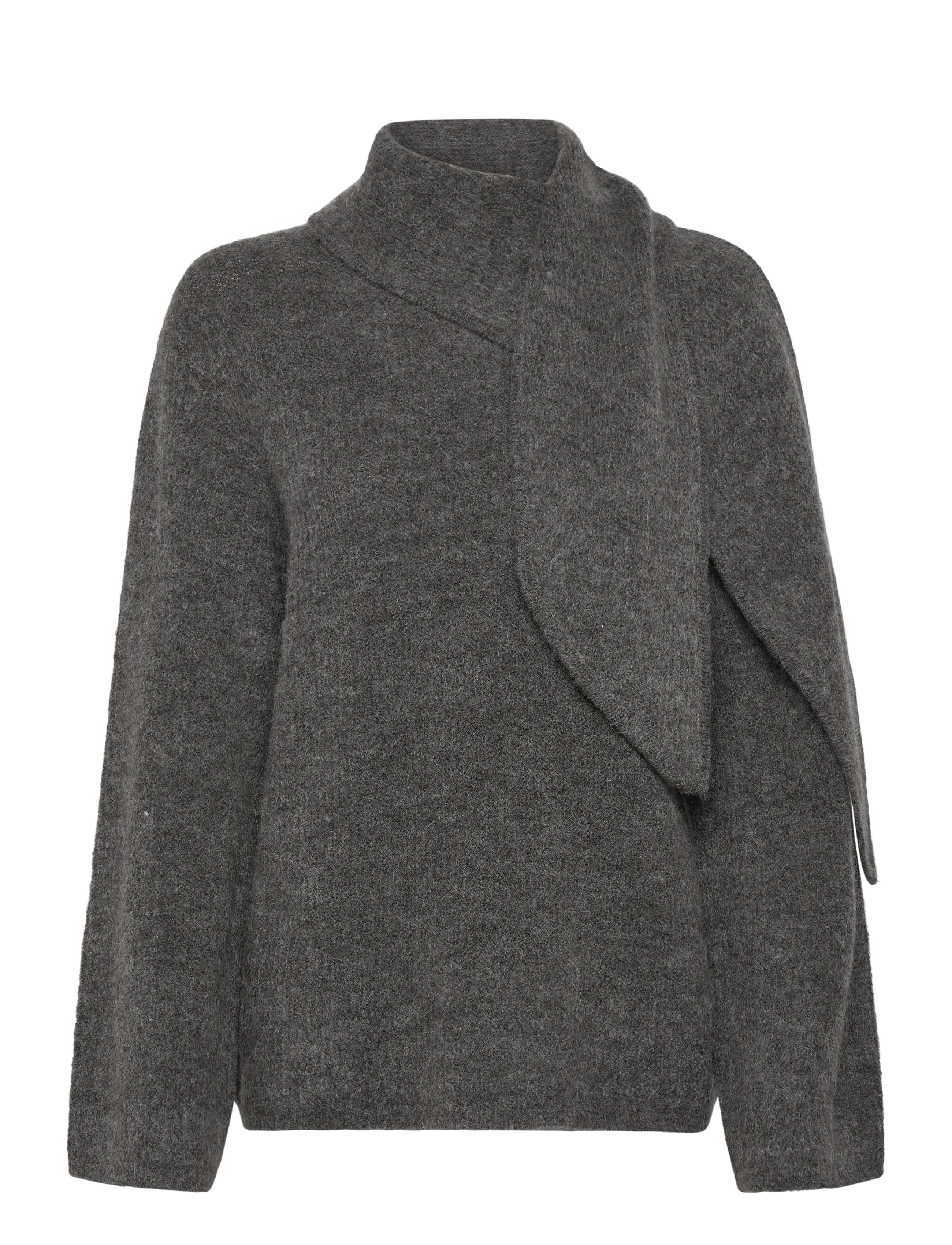 Selected Slflulu Ls Bow Knit, Kvinder, Sløjfehals Sweater, Grå, Str: S