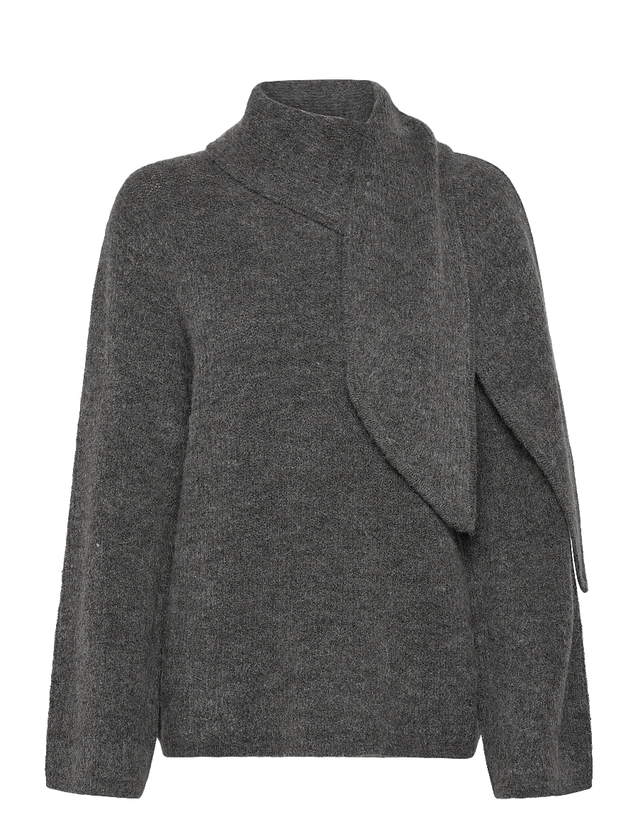 Selected - SLFLULU LS BOW KNIT - pullover - medium grey melange - 0