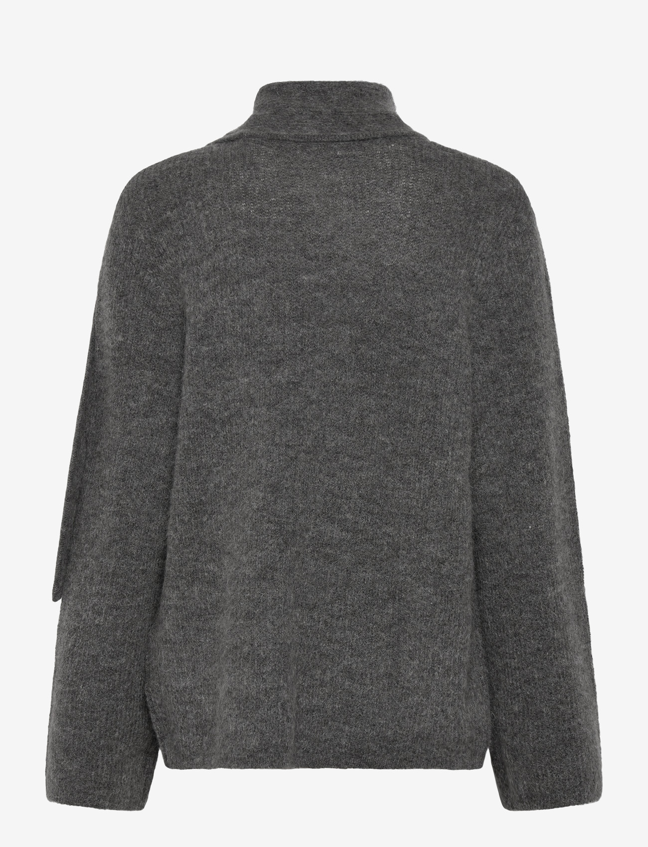 Selected - SLFLULU LS BOW KNIT - gebreide truien - medium grey melange - 1