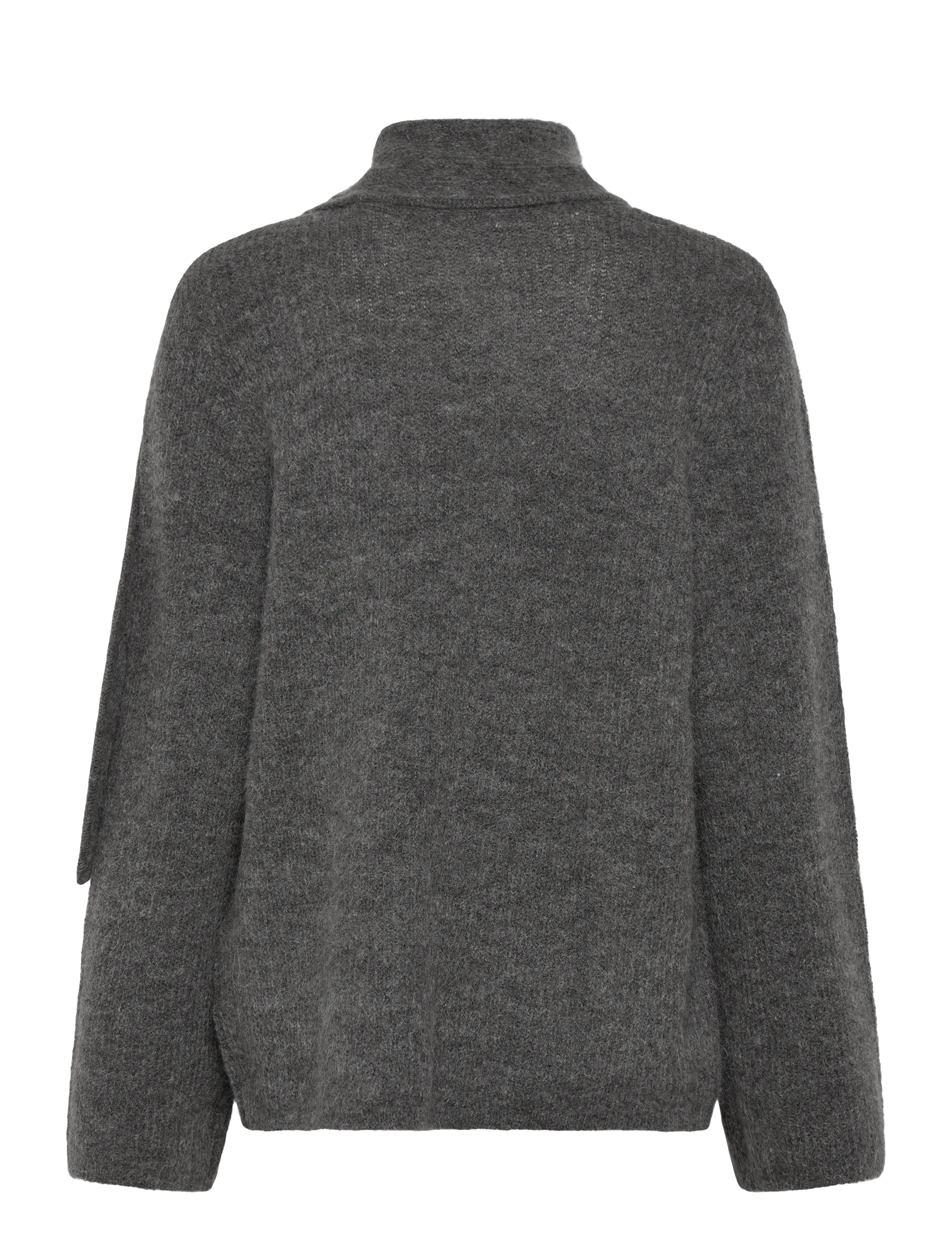 Selected - SLFLULU LS BOW KNIT - strikkegensere - medium grey melange - 1