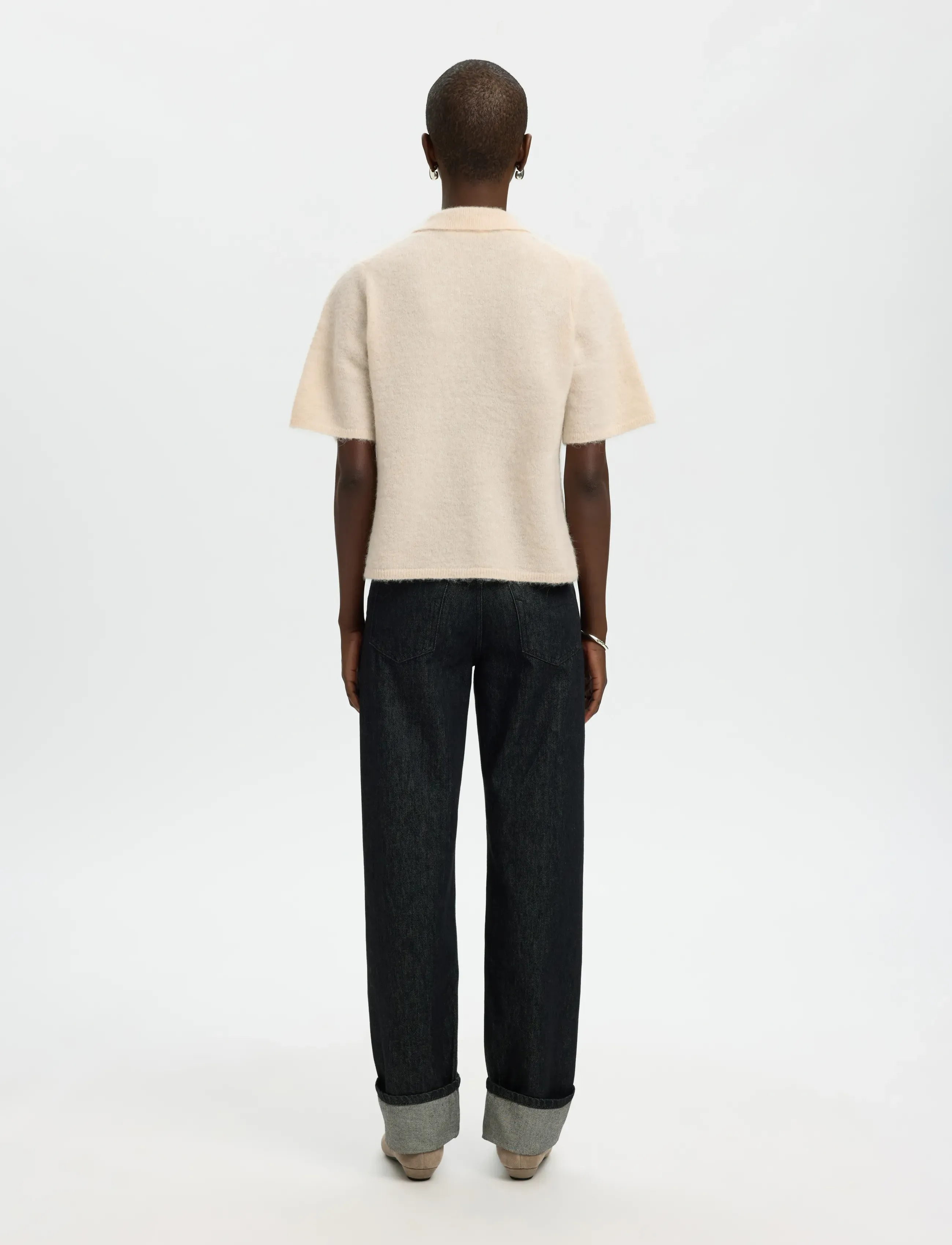 Selected - SLFSIA RAS 2/4 KNIT KEY HOLE COLLAR NECK - pulls - birch - 2