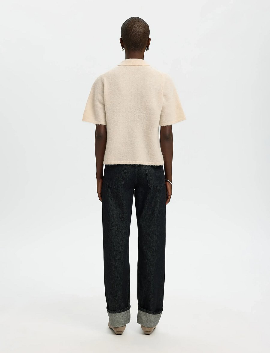 Selected - SLFSIA RAS 2/4 KNIT KEY HOLE COLLAR NECK - pulls - birch - 2