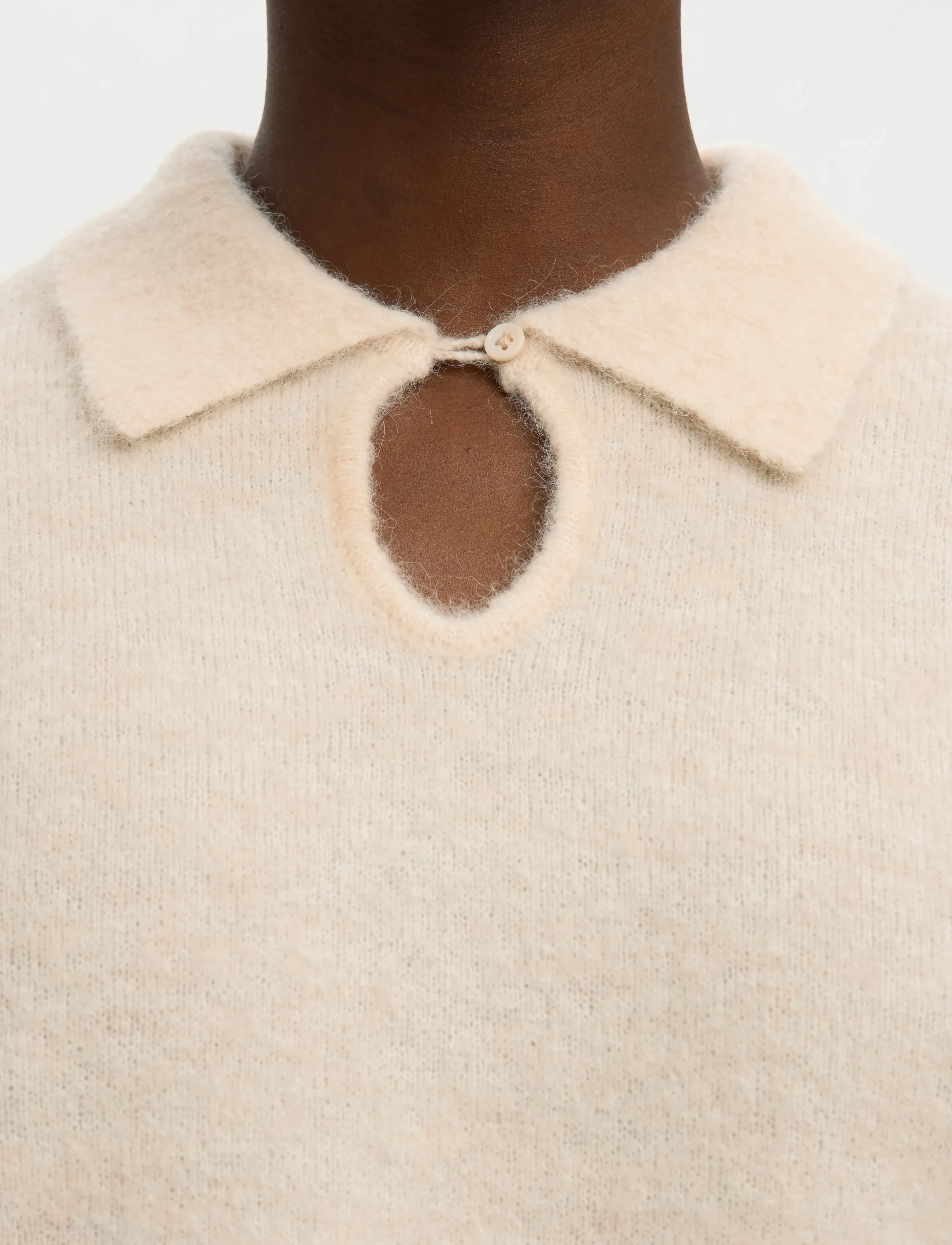 Selected - SLFSIA RAS 2/4 KNIT KEY HOLE COLLAR NECK - pulls - birch - 3