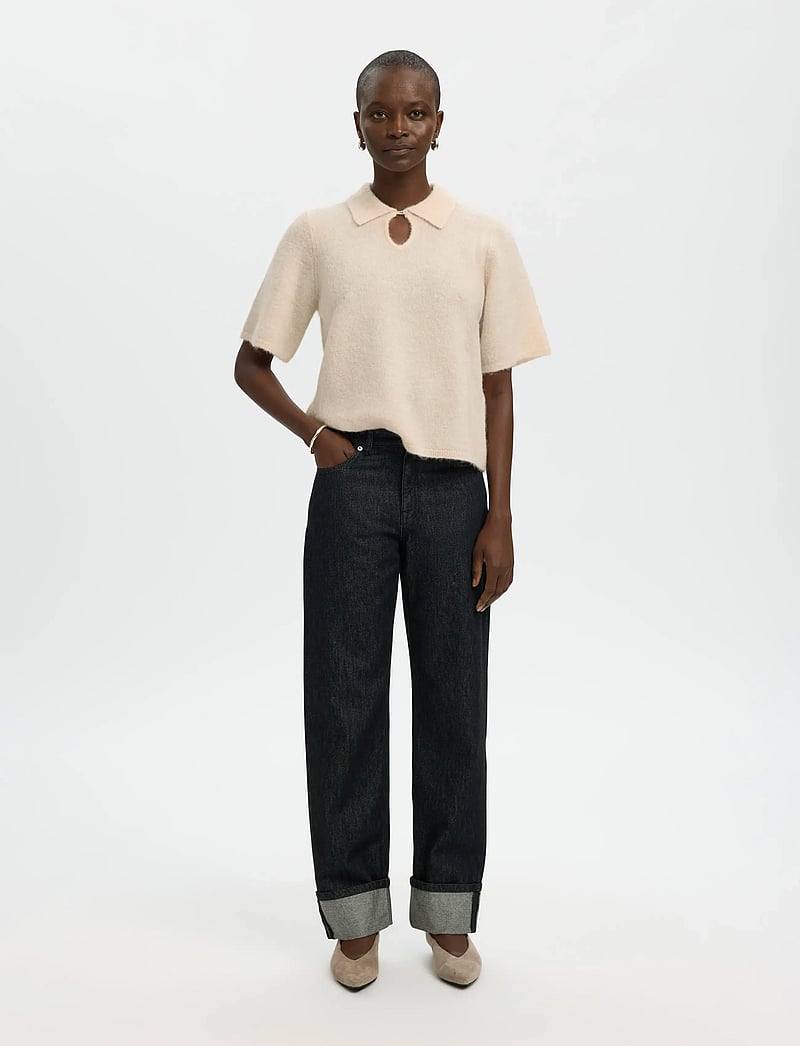 Selected - SLFSIA RAS 2/4 KNIT KEY HOLE COLLAR NECK - sviitrid - birch - 4