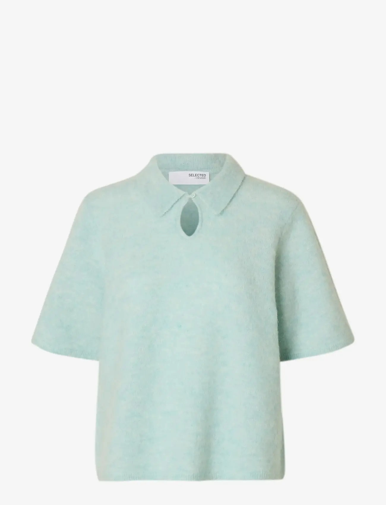 Selected - SLFSIA RAS 2/4 KNIT KEY HOLE COLLAR NECK - striktrøjer - blue glow - 1