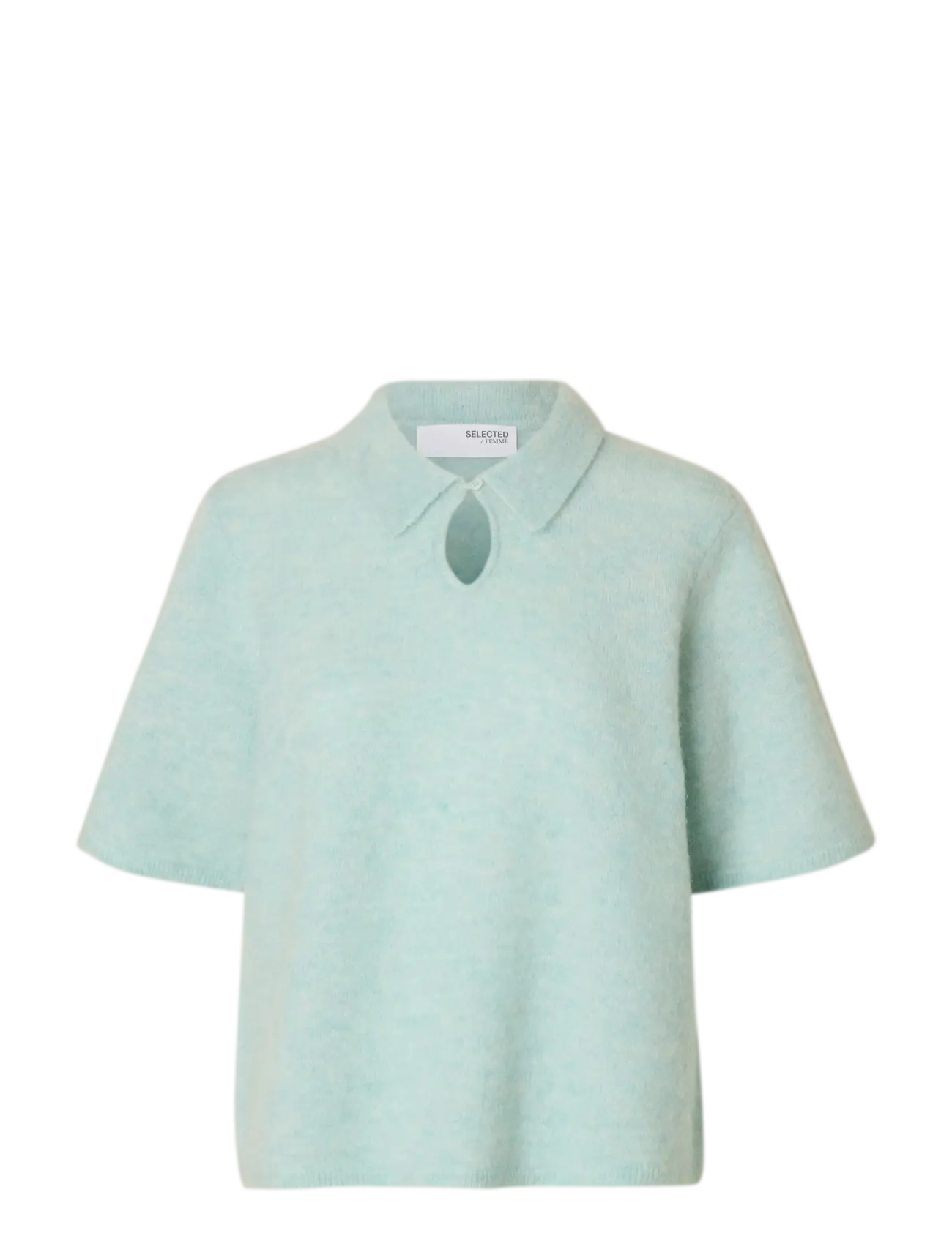 Selected SLFSIA RAS 2/4 KNIT KEY HOLE COLLAR NECK - Plus Size & Curvy - BLUE GLOW / blue