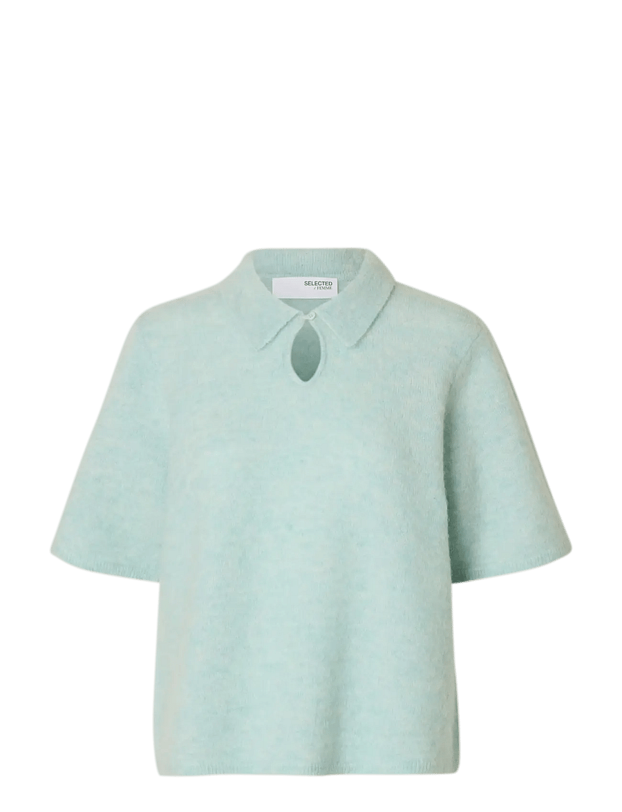 Selected - SLFSIA RAS 2/4 KNIT KEY HOLE COLLAR NECK - pulls - blue glow - 1