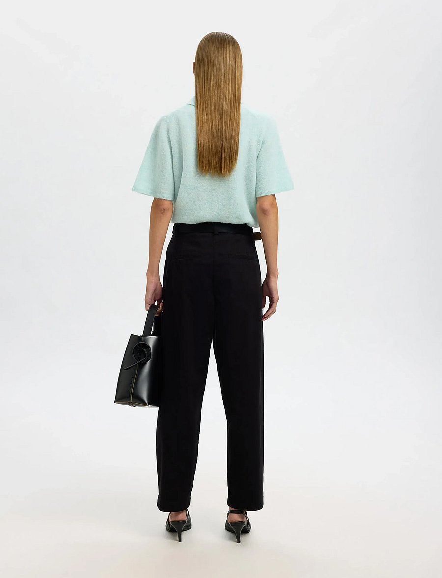 Selected - SLFSIA RAS 2/4 KNIT KEY HOLE COLLAR NECK - pulls - blue glow - 2