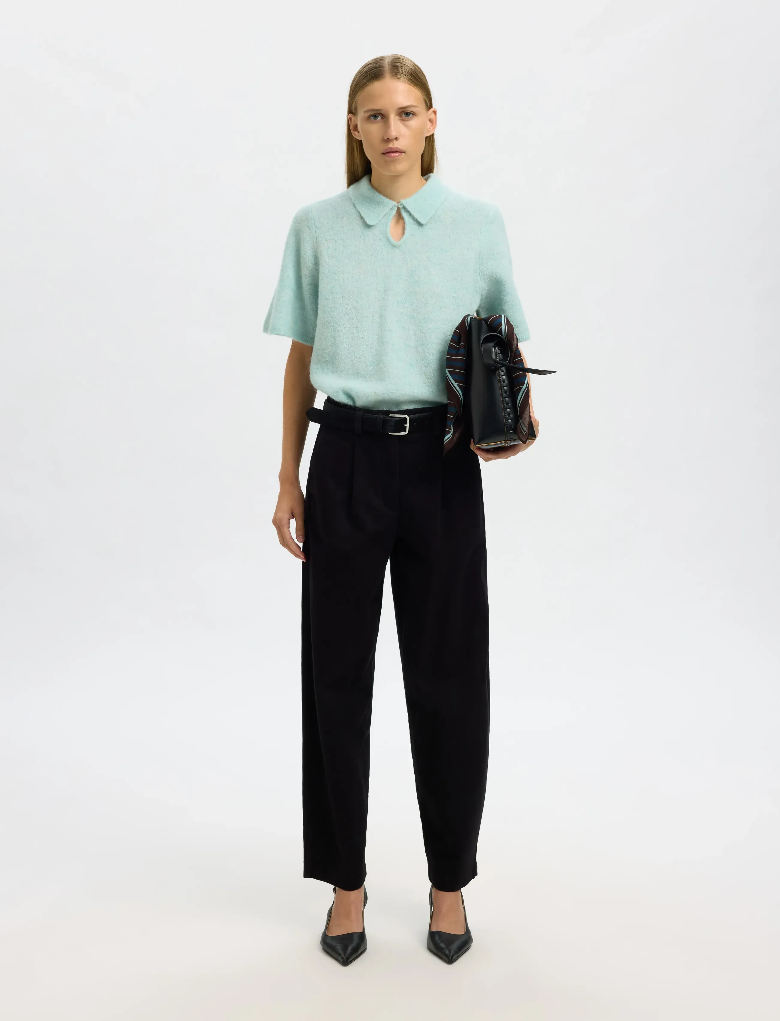Selected - SLFSIA RAS 2/4 KNIT KEY HOLE COLLAR NECK - pulls - blue glow - 3