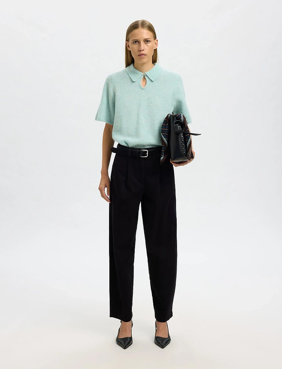 Selected - SLFSIA RAS 2/4 KNIT KEY HOLE COLLAR NECK - pulls - blue glow - 3
