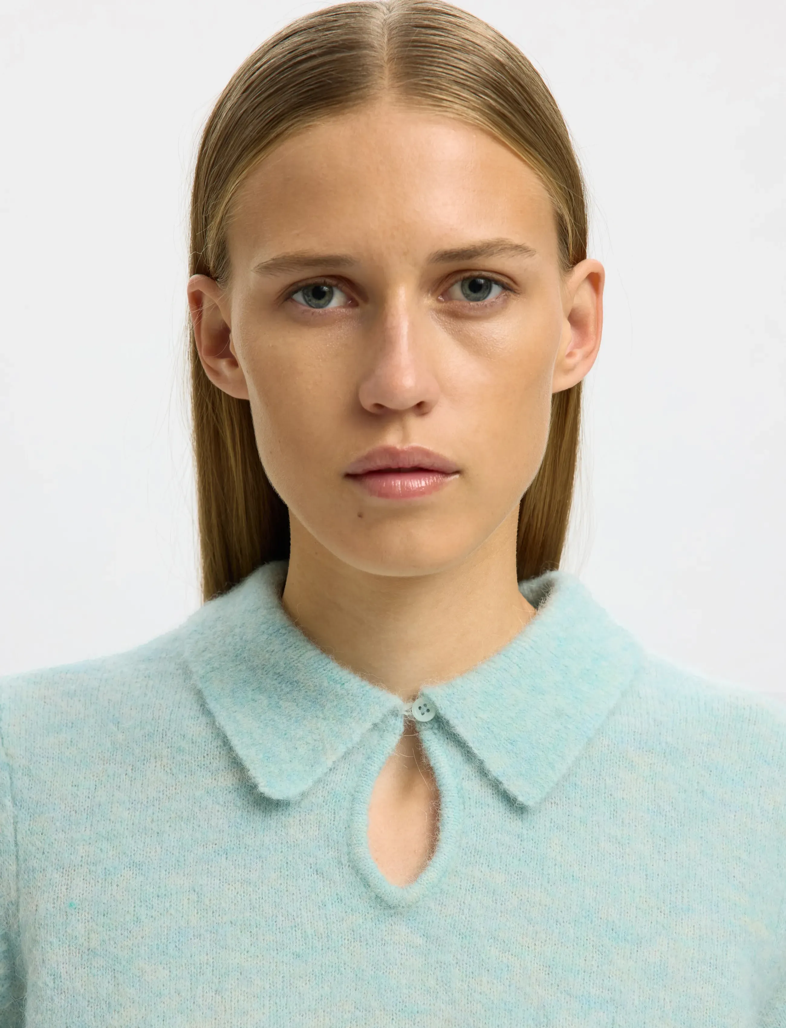 Selected - SLFSIA RAS 2/4 KNIT KEY HOLE COLLAR NECK - pulls - blue glow - 4