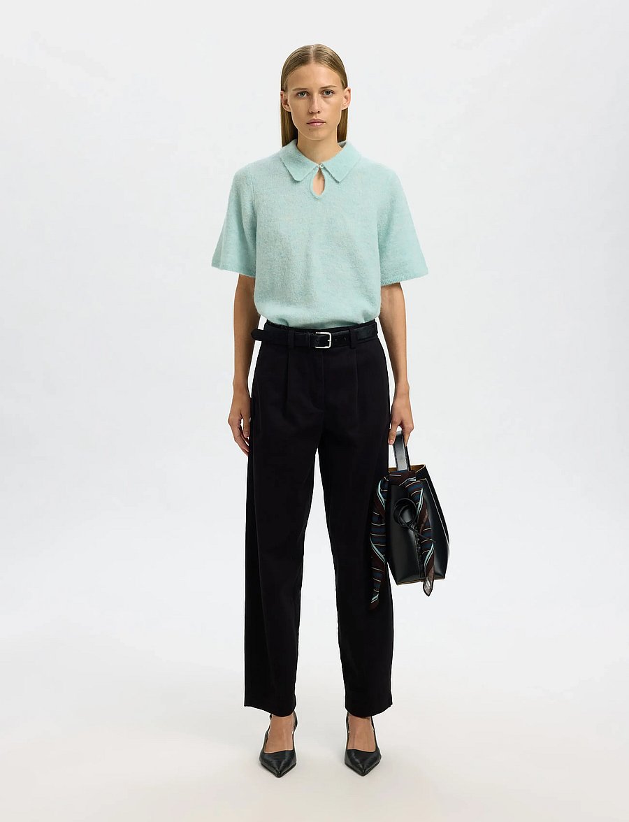 Selected - SLFSIA RAS 2/4 KNIT KEY HOLE COLLAR NECK - pulls - blue glow - 5