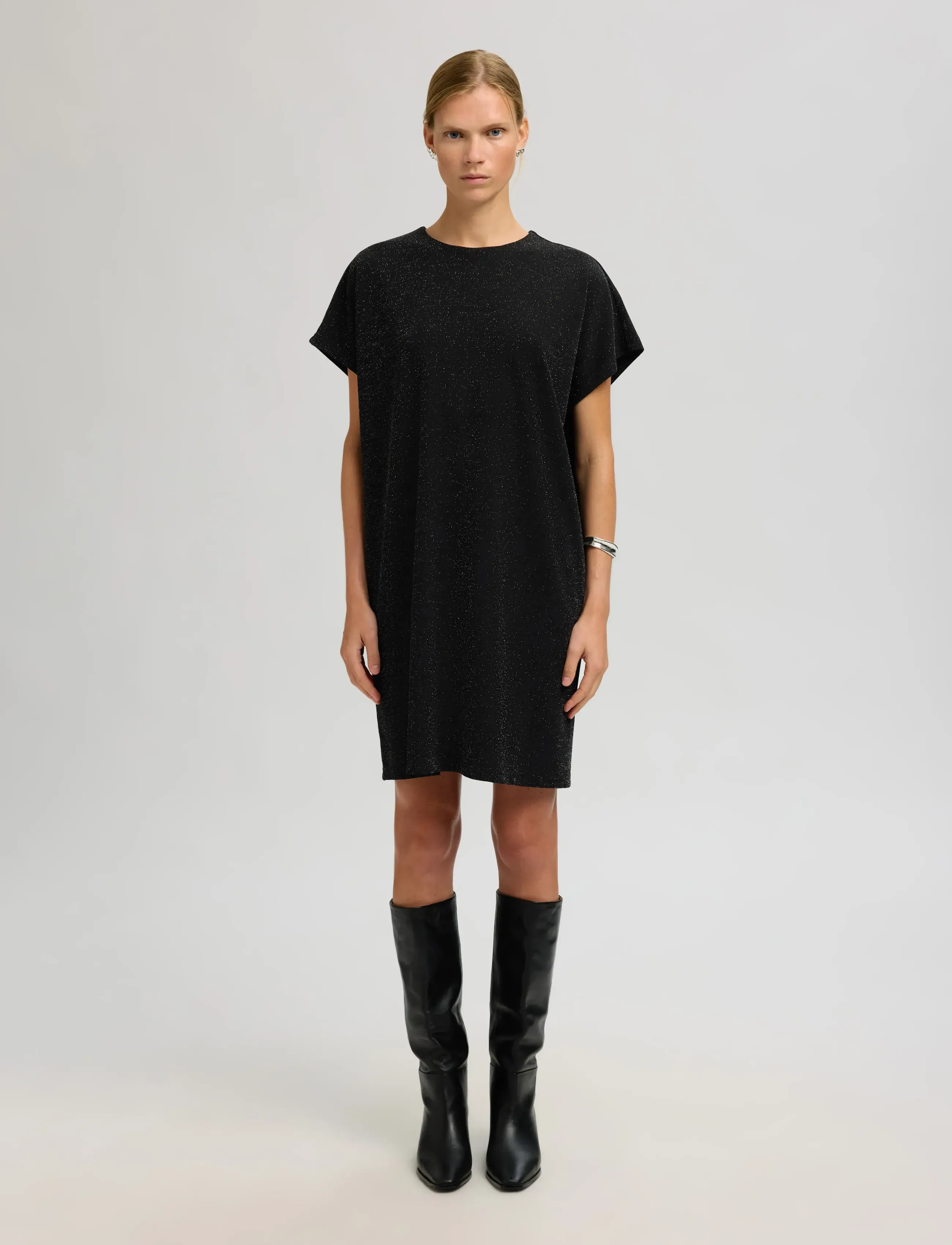 Selected Slfoversized Sandra Ss Short Dress, S, Black, Kjoler > Kort Kjole, Dame
