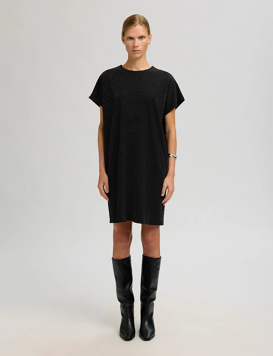 Selected - SLFOVERSIZED SANDRA SS SHORT DRESS - t-särkkleidid - black - 0