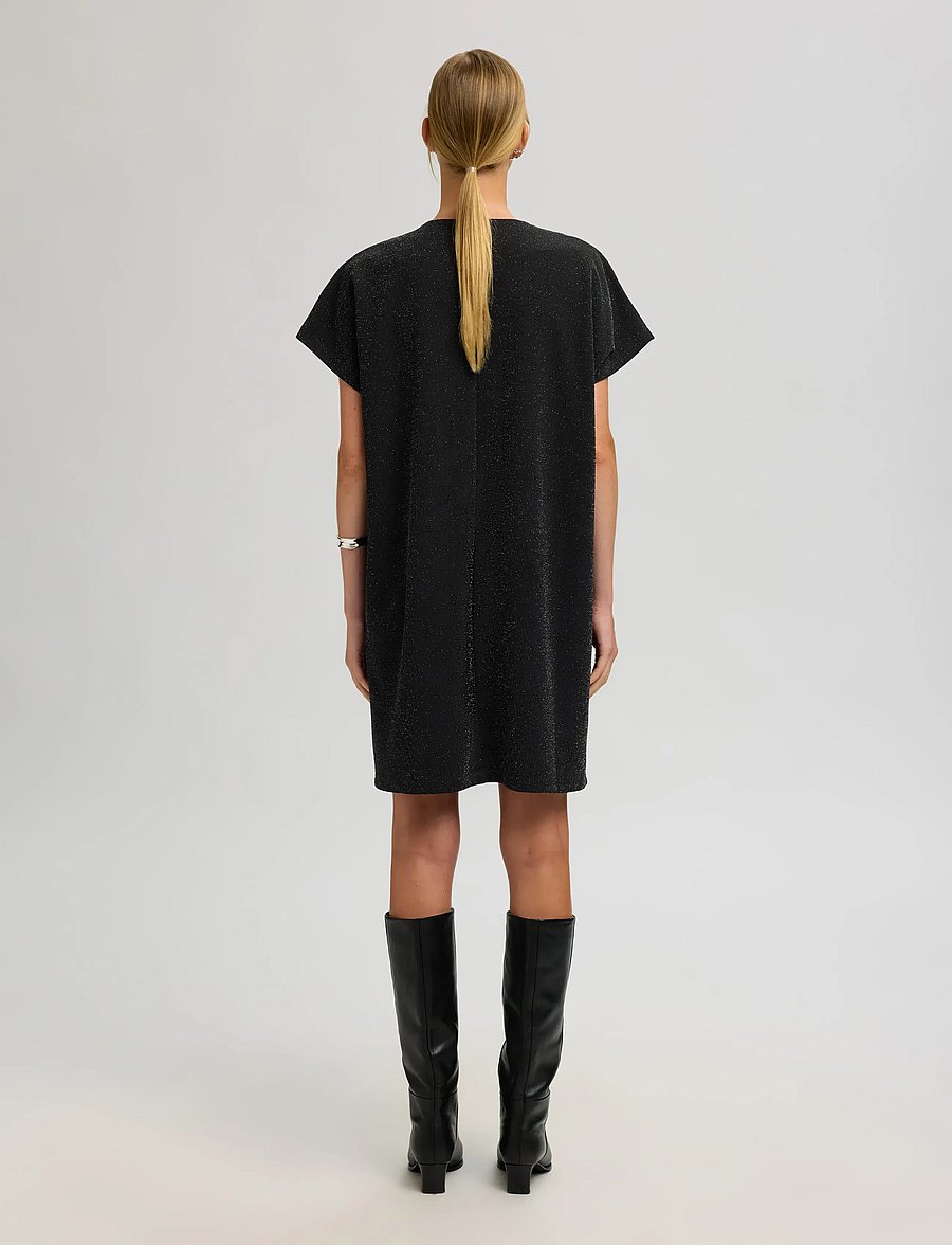 Selected - SLFOVERSIZED SANDRA SS SHORT DRESS - t-särkkleidid - black - 2