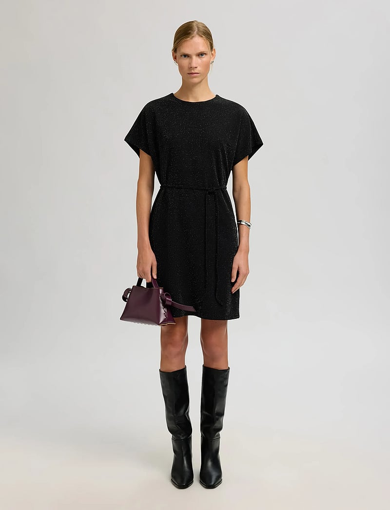 Selected - SLFOVERSIZED SANDRA SS SHORT DRESS - t-shirtkjoler - black - 3