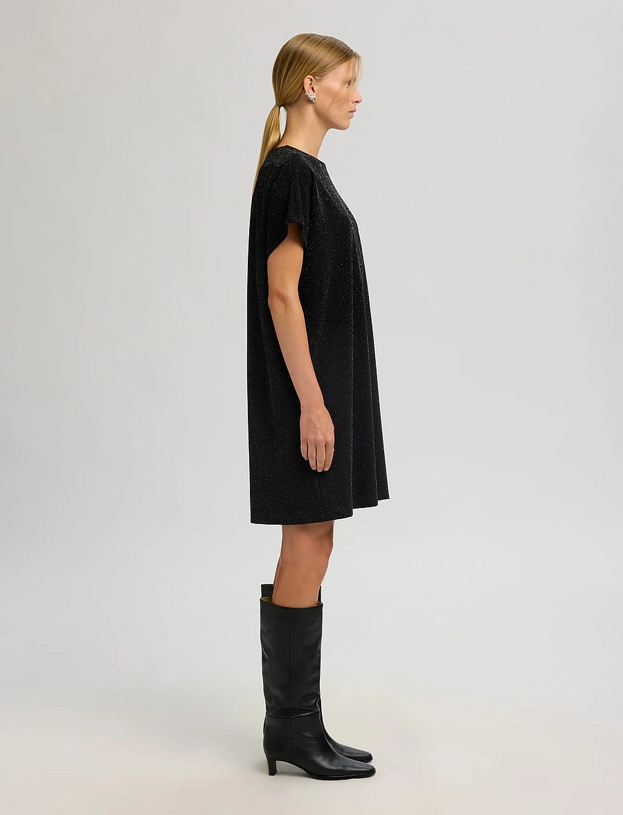Selected - SLFOVERSIZED SANDRA SS SHORT DRESS - t-särkkleidid - black - 5