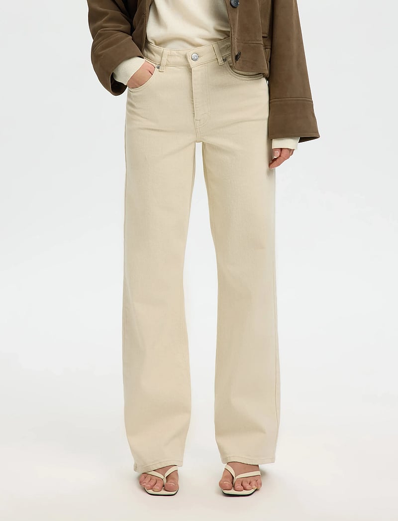 Selected - SLFWIDE BEA-KORI ECRU 609 HW JEANS NOOS - vida jeans - ecru - 0