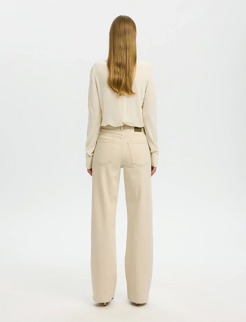 Selected - SLFWIDE BEA-KORI ECRU 609 HW JEANS NOOS - vida jeans - ecru - 2