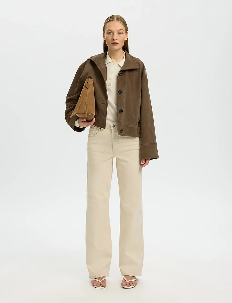 Selected - SLFWIDE BEA-KORI ECRU 609 HW JEANS NOOS - vida jeans - ecru - 5