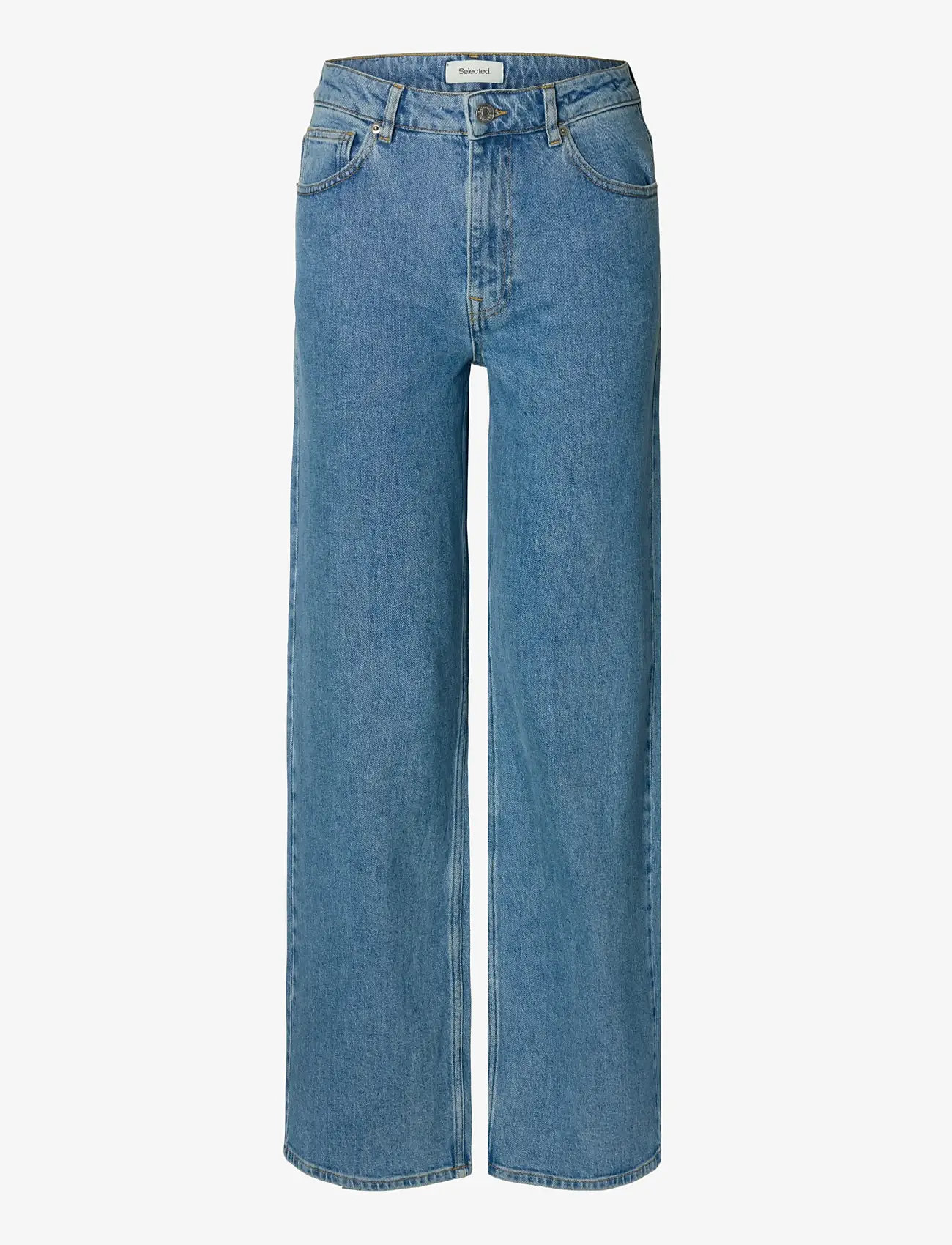 Selected - SLFWIDE BEA-KORI LIGHT BL HW JEANS NOOS - brede jeans - light blue denim - 1
