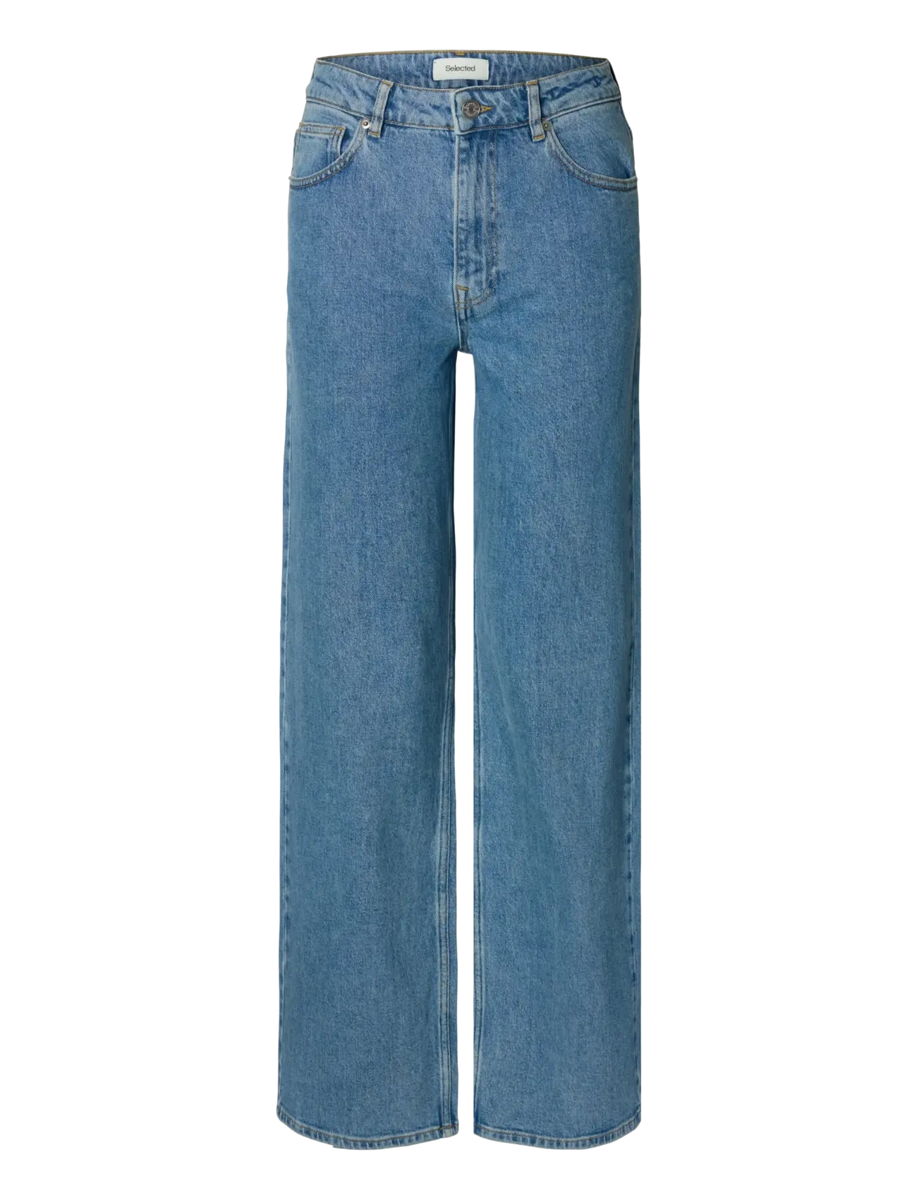 SLFWIDE BEA-KORI LIGHT BL HW JEANS NOOS - LIGHT BLUE DENIM