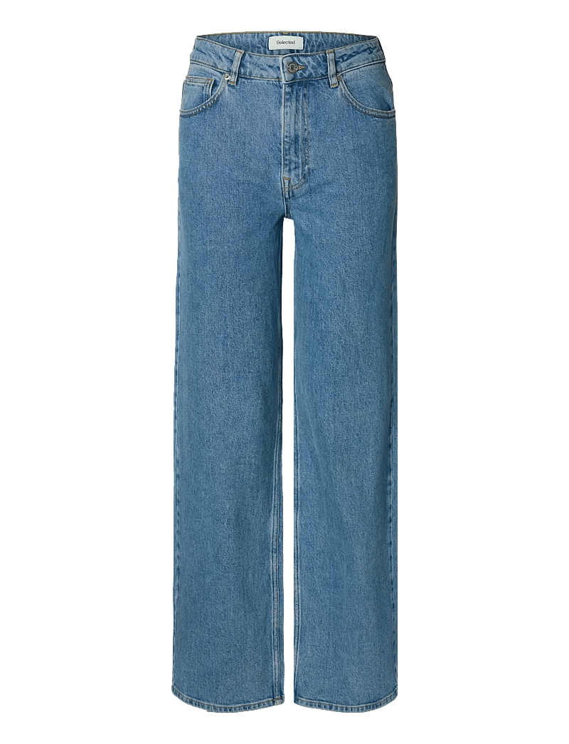 Selected - SLFWIDE BEA-KORI LIGHT BL HW JEANS NOOS - brede jeans - light blue denim - 1