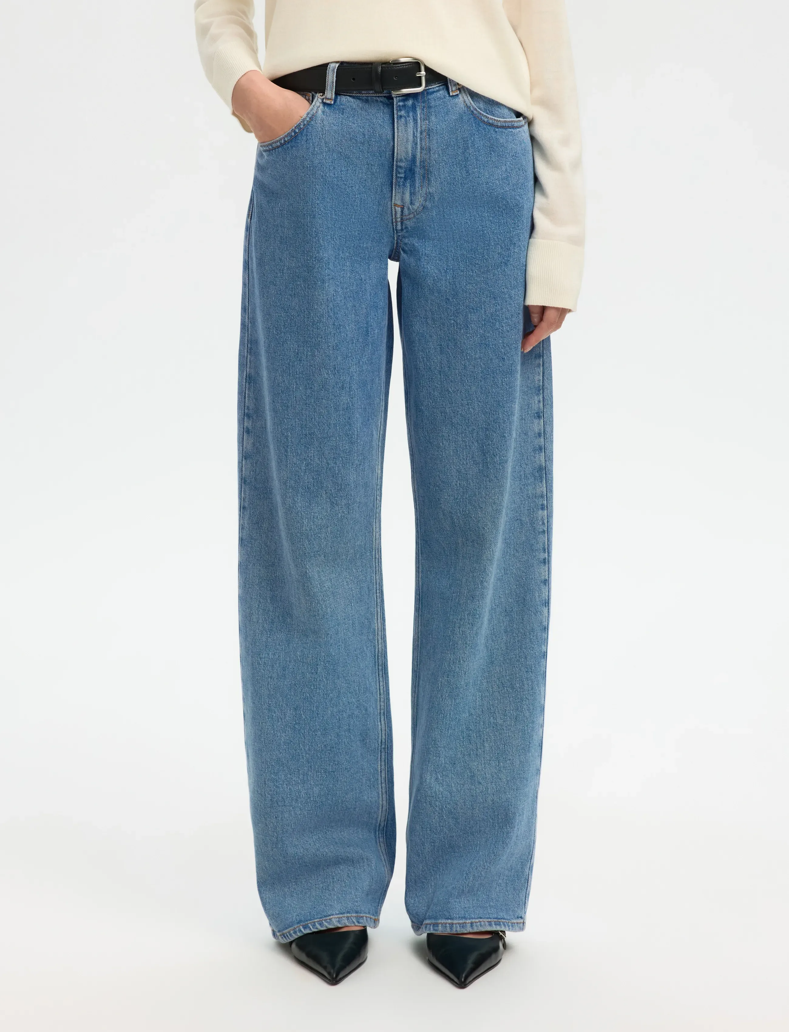 Selected SLWWIDE BEA-KORI LIGHT BL HW JEANS NOOS - Transitional Layering - LIGHT BLUE DENIM / blue