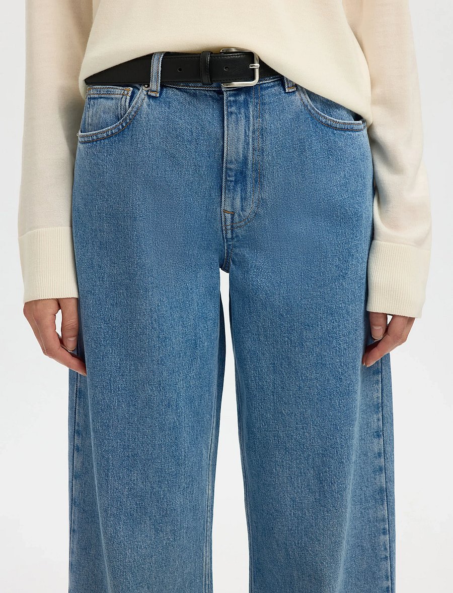 Selected - SLWWIDE BEA-KORI LIGHT BL HW JEANS NOOS - pantalons larges - light blue denim - 3