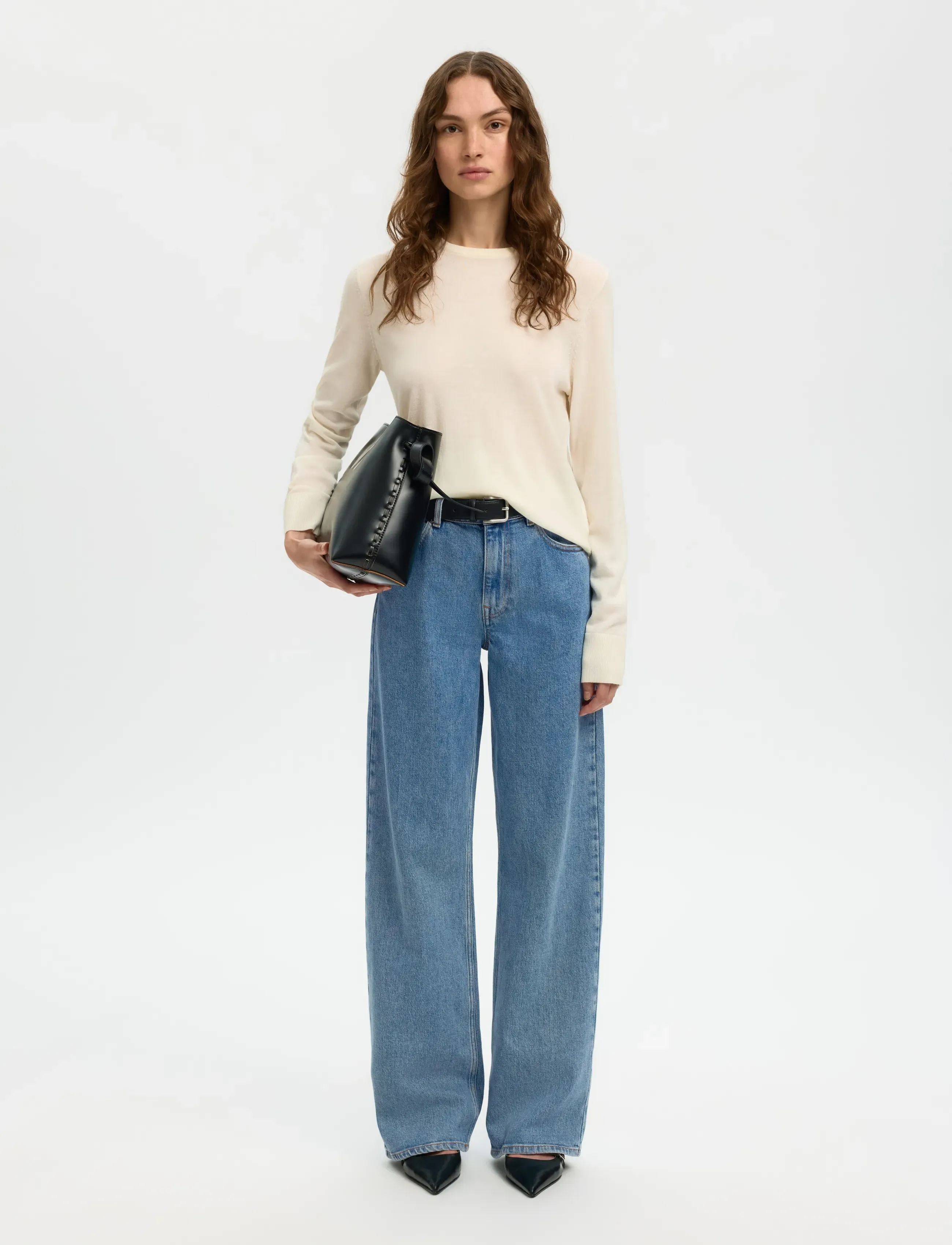 Selected - SLWWIDE BEA-KORI LIGHT BL HW JEANS NOOS - brede jeans - light blue denim - 4