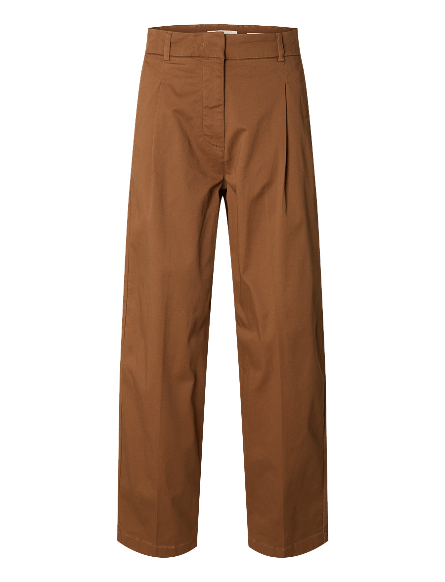 Selected - SLWBARREL MILLE HW PANT NOOS - hosen mit geradem bein - toffee - 1