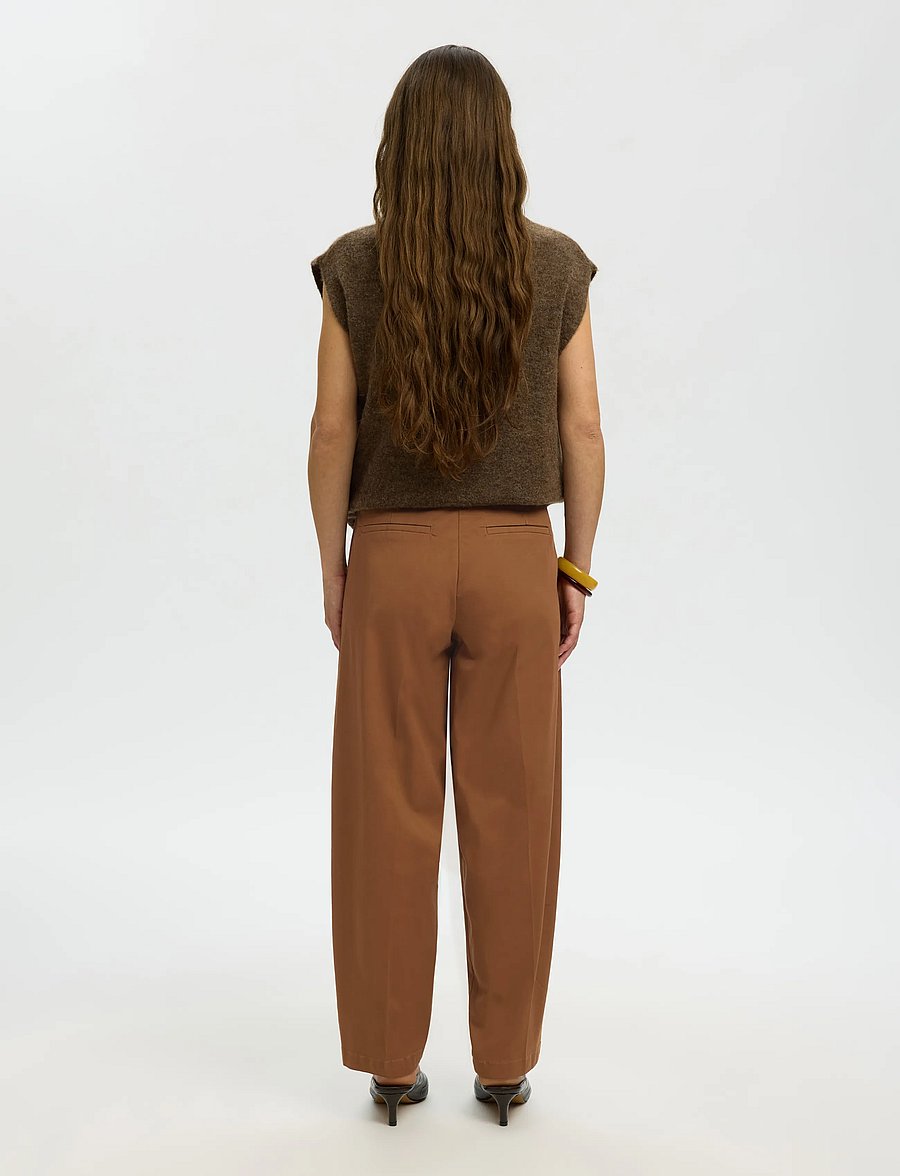 Selected - SLWBARREL MILLE HW PANT NOOS - hosen mit geradem bein - toffee - 2